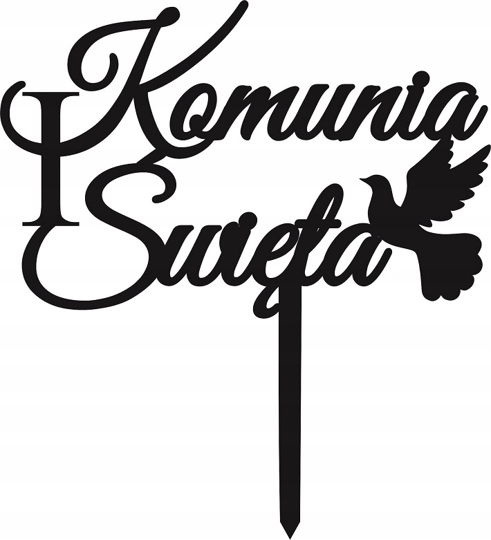 

Topper na komunię napis I Komunia Święta gołąbek