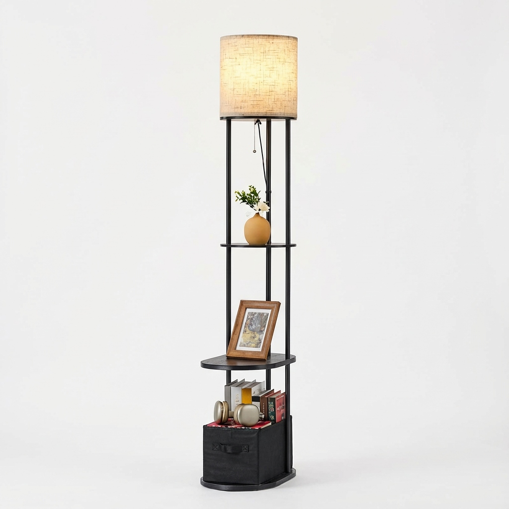 Podlahová Lampa S Policemi A Usb 165 CM