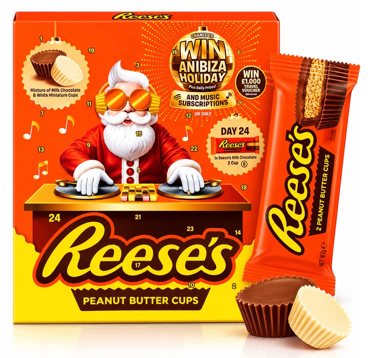 Адвент-календарь Reese's Peanut Butter Cups, 24 окошка с шоколадными конфетами 245 г — фото 2