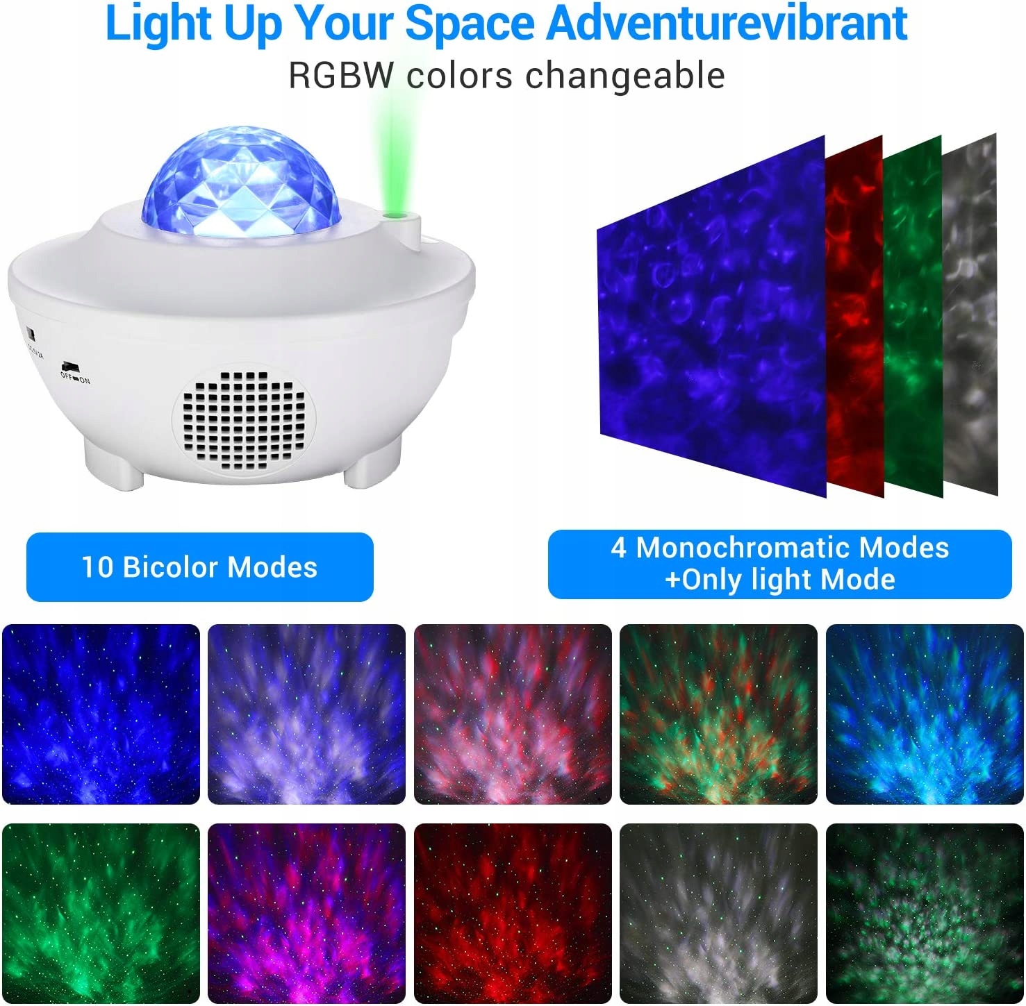 Lampka projektor LED Star BIAŁA Kolor dominujący wielokolorowy