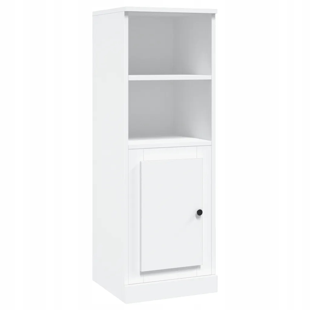 Bílá vysoká skříňka 36 x 35,5 x 103,5 cm vyrobená z dřevěného materiálu
