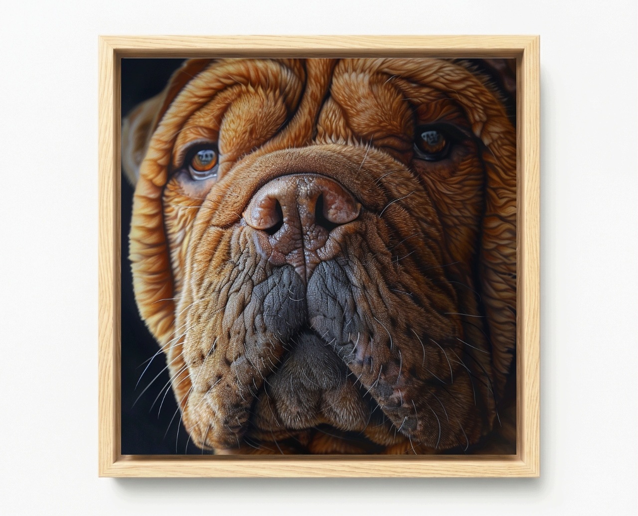 Obraz Rám Americký Box Zvíře Portrét Zvířátko Mazlíček Pes Shar Pei 80x80
