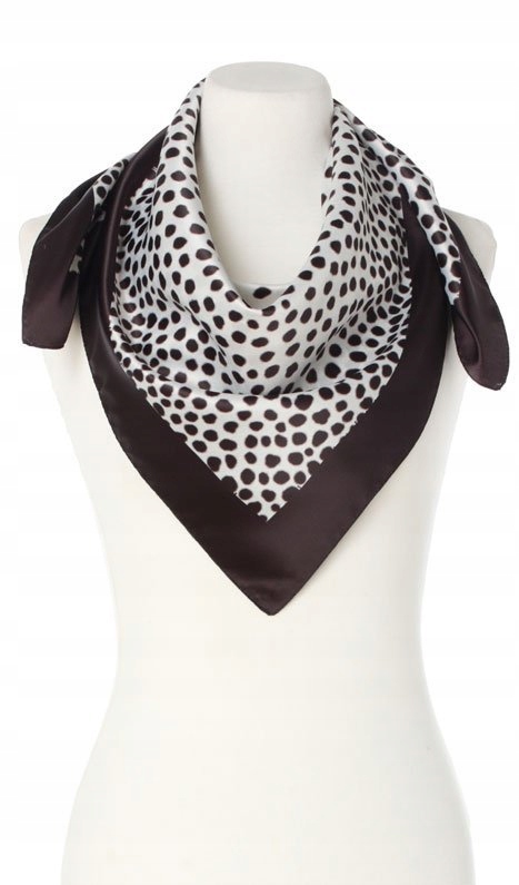 Apaszka w cętki groszki Chusta 90x90 czarno biała Marka inna