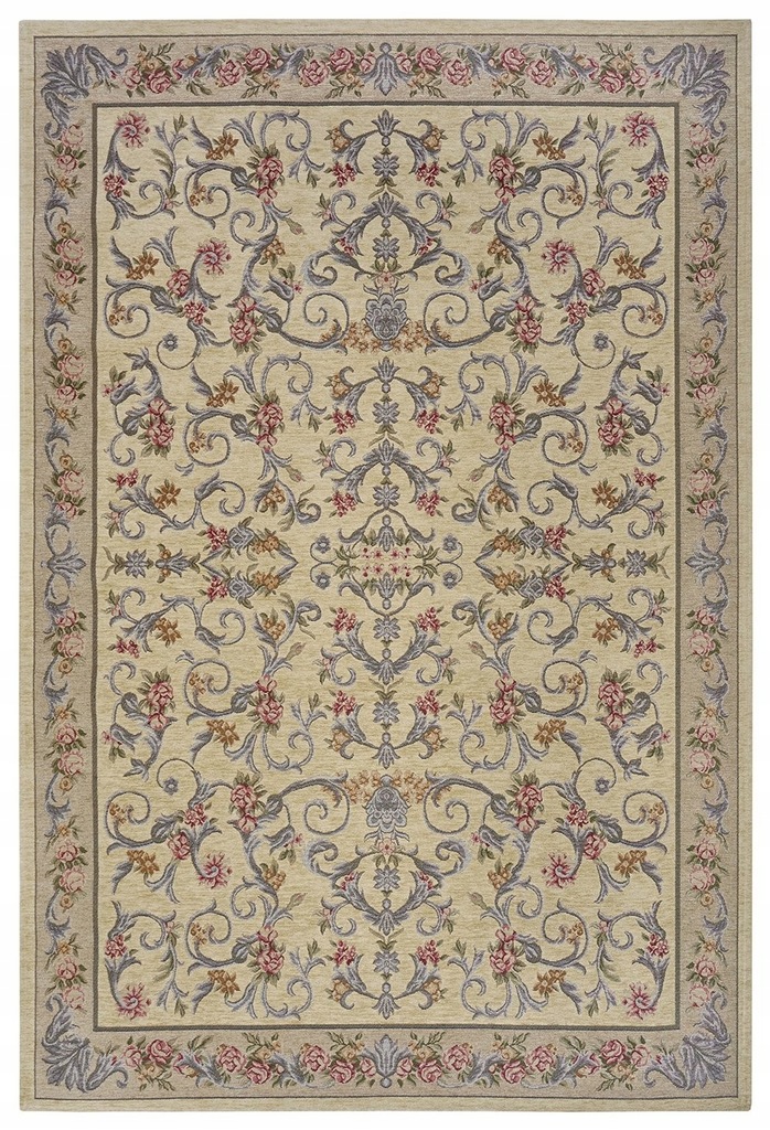 Koberec do obývacího pokoje 120x180 cm, protiskluzový, univerzální, béžová šenilová barva