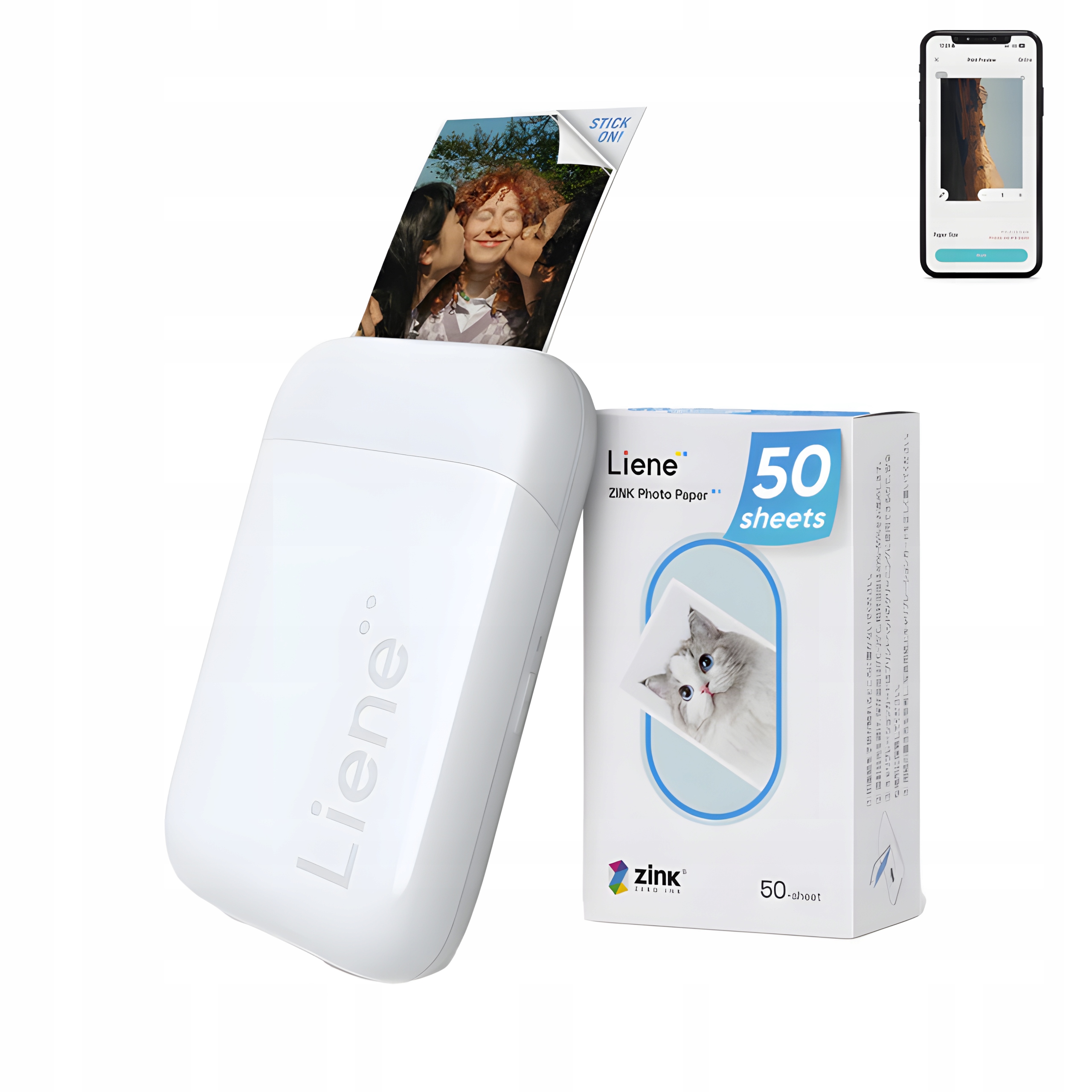 Liene KW001 Pearl Fototiskárna 2x3 Foto Bluetooth Usb-c Sada Bílá