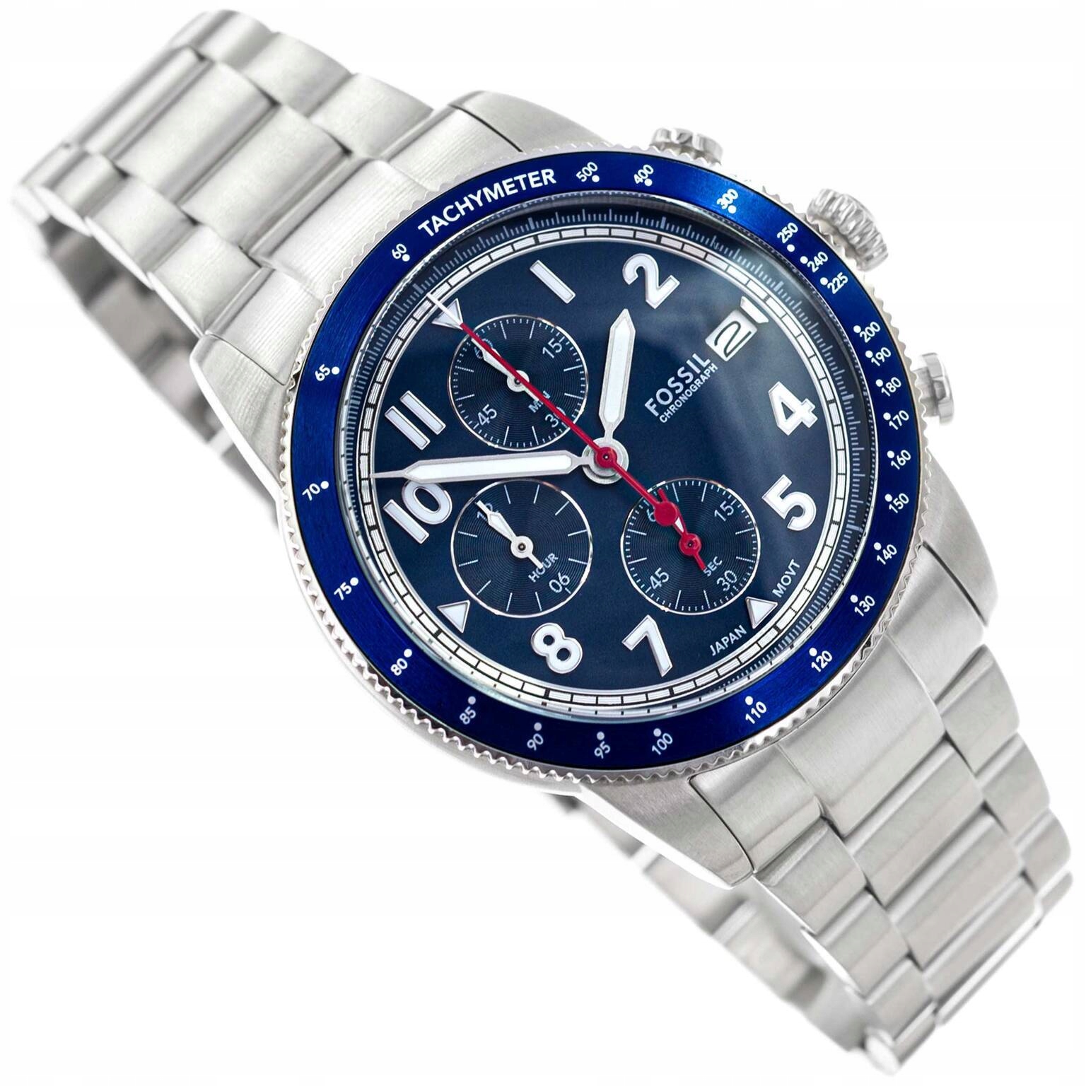 Pánské Hodinky Fossil Sport Tourer Chronograph FS6047 Stříbrné Na Náramku