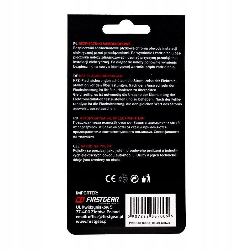 BEZPIECZNIKI SAMOCHODOWE PŁYTKOWE UNI 5A-30A 10SZT. ZESTAW STANDARD UNIVAL EAN (GTIN) 5907222387009