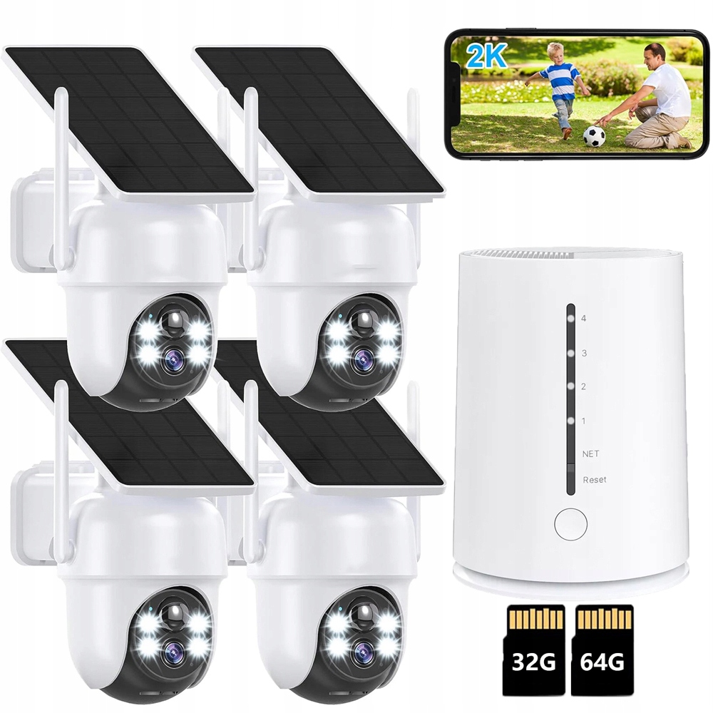 Solární kamera 4-kamera Bezpečnostní kamerový systém se základnovou stanicí Z Karta