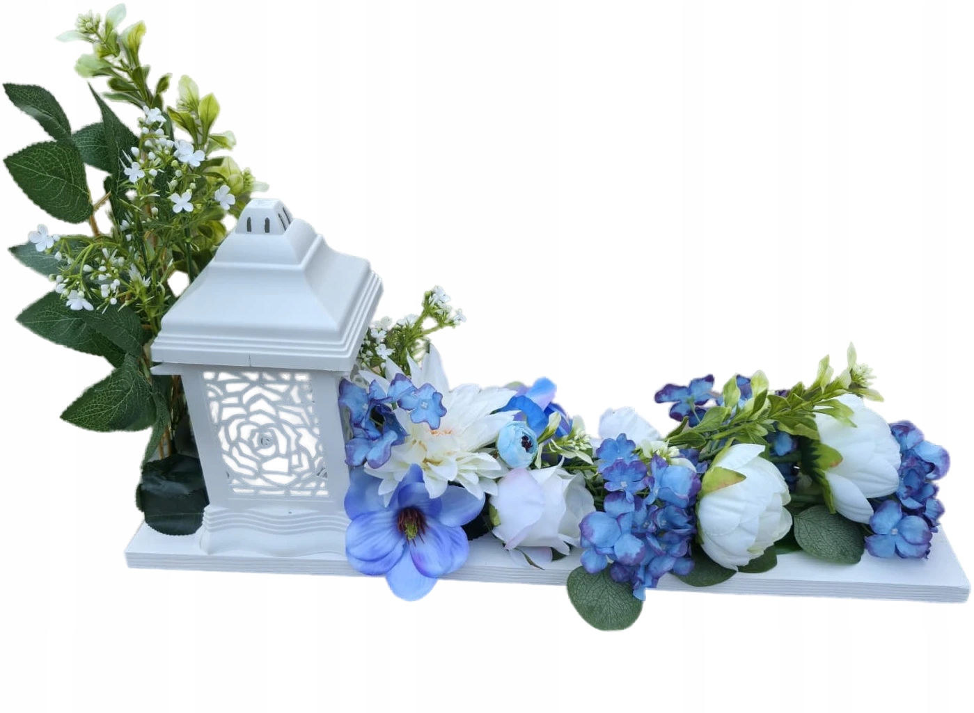 Dekorace Deska Dřevo 60 cm Kompozice na hrob hřbitov se Zniczem (led)