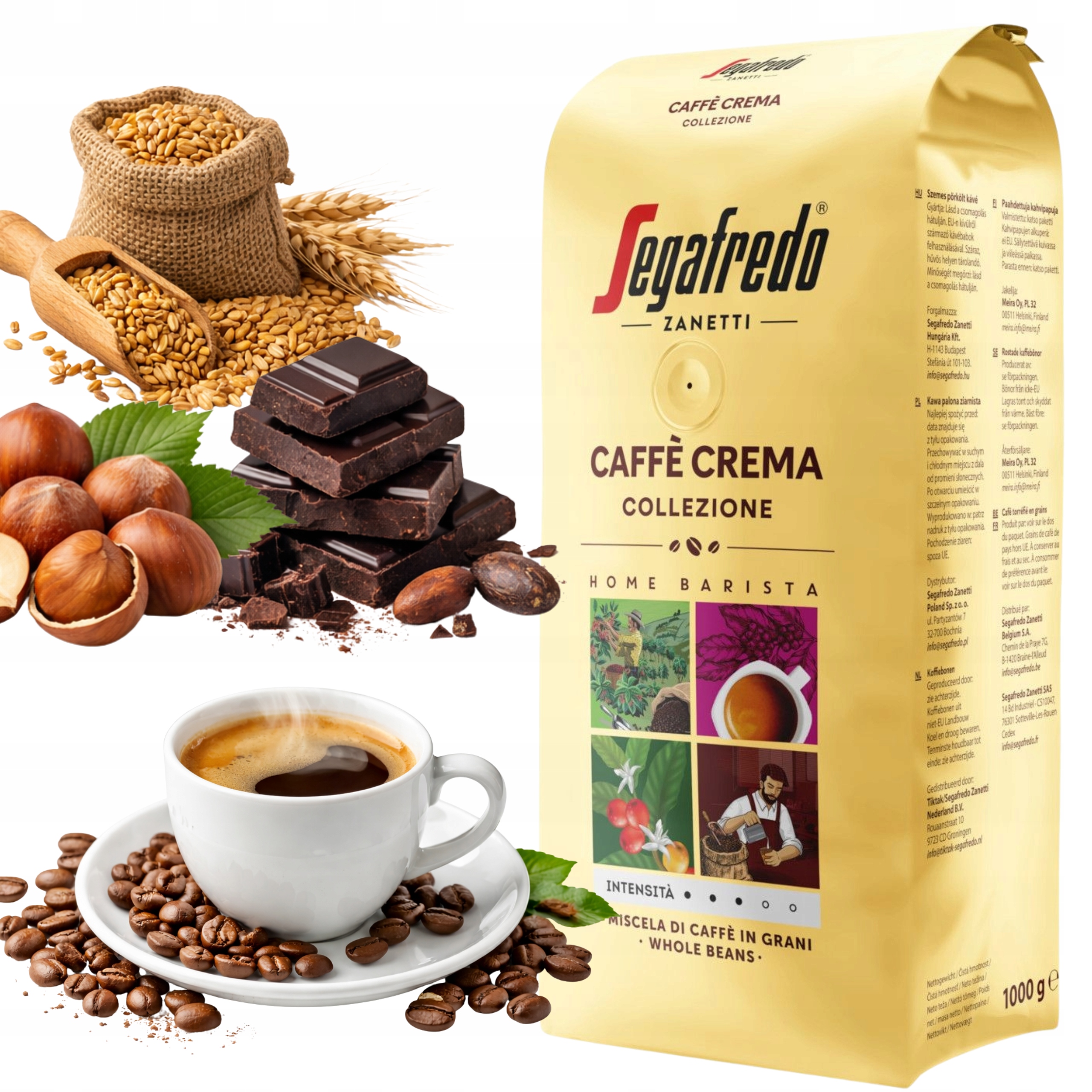 Kawa Segafredo Caffè Crema Collezione Ziarnista Aromatyczna Włoska Kawa 1kg