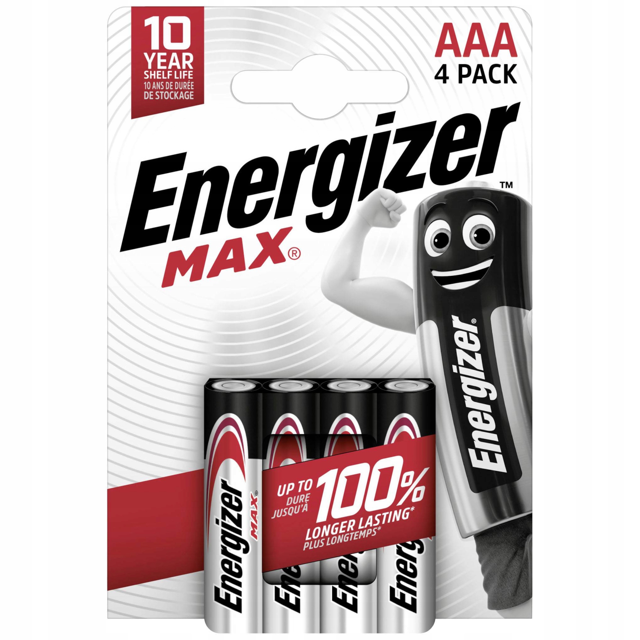 4x Bateria ENERGIZER Max LR03 AAA R3 E92 1,5V