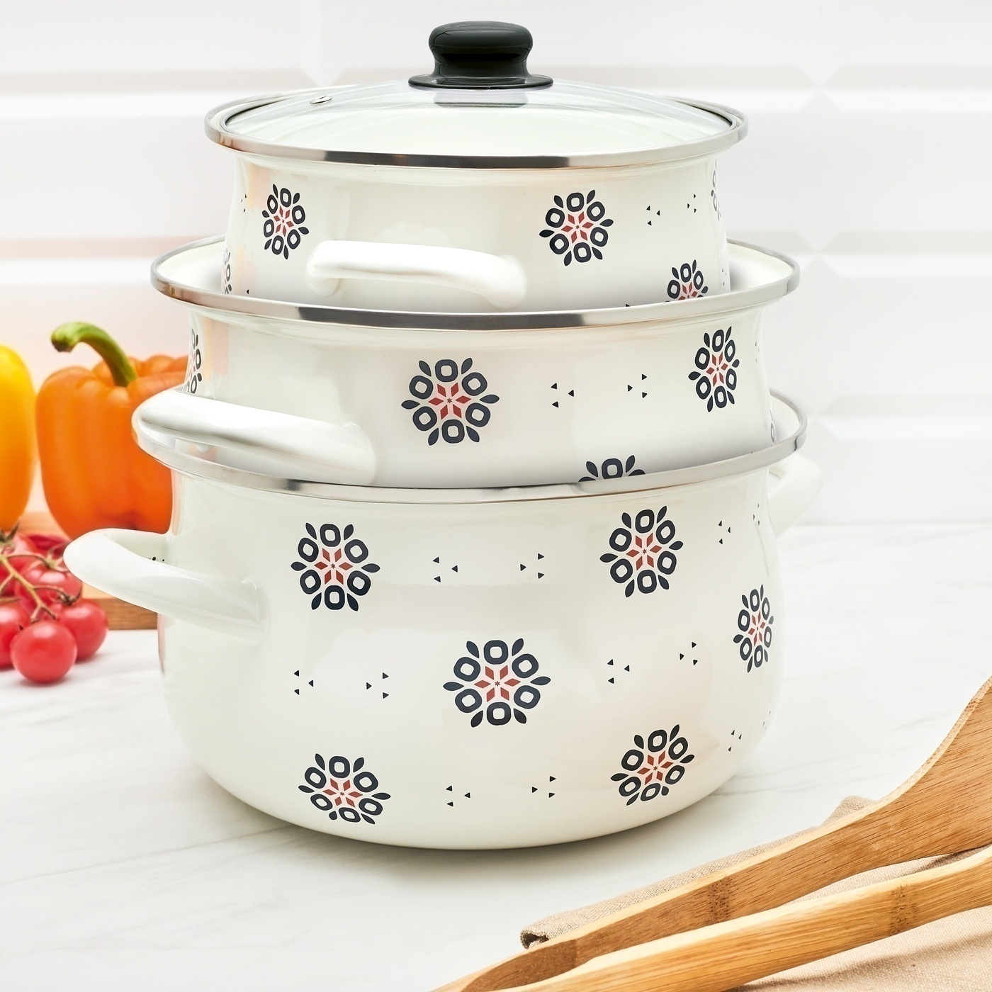 Komplet garnków emaliowanych Tadar Folklor 6 elementów EAN (GTIN) 5903313451604