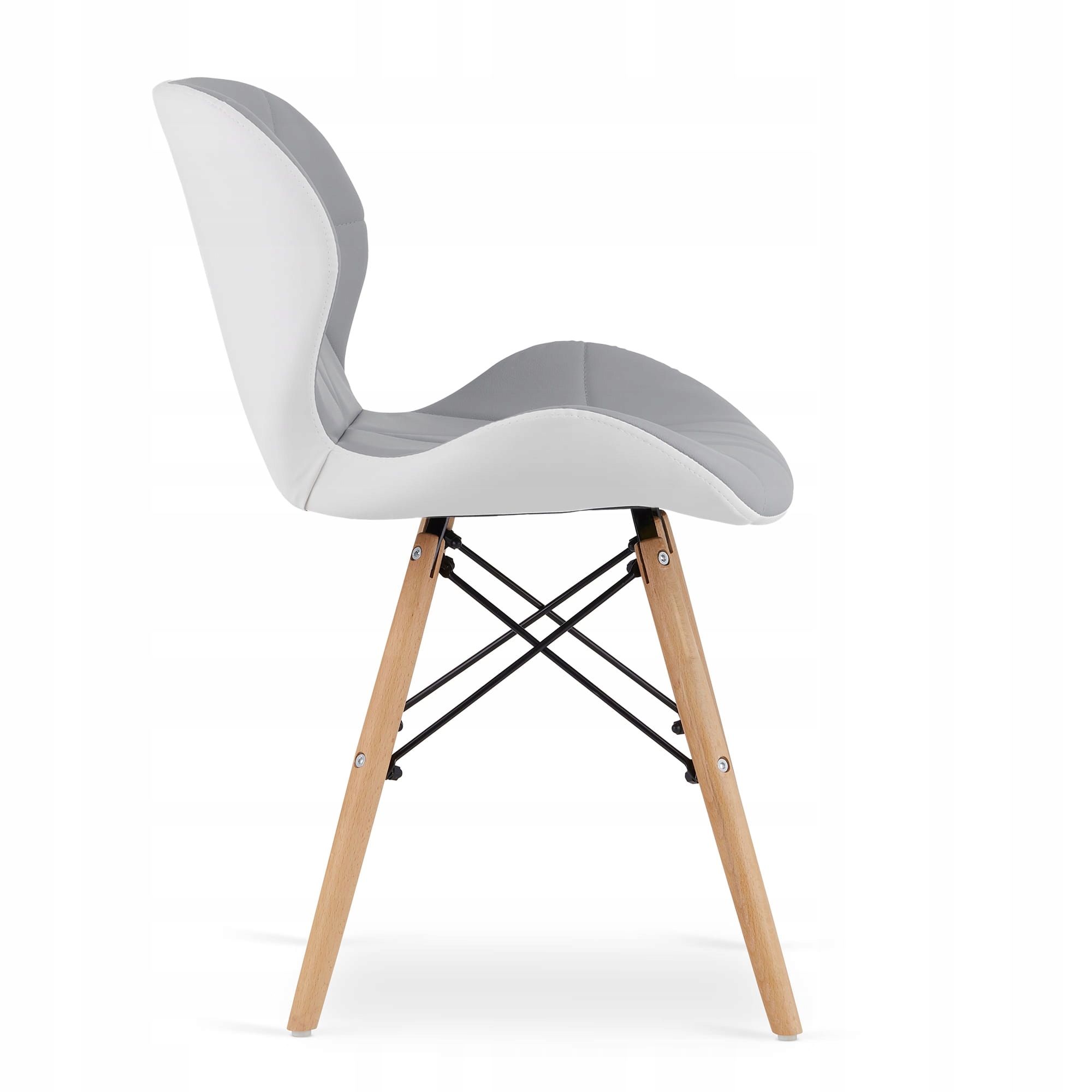 Krzesło LAGO ekoskóra - szaro-białe x 1 Rodzaj stacjonarny