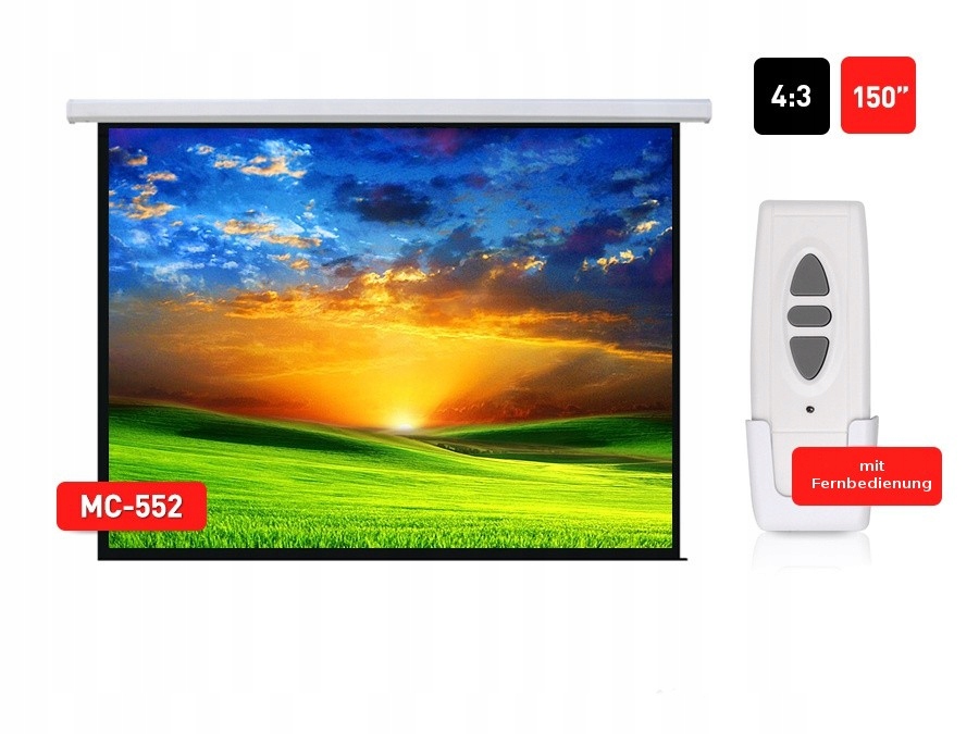 Ekran projekcyjny elektryczny MC-552 150 cali 300x220 4:3 ściana lub sufit