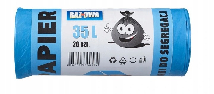 

Worki Do Segregacji Odpadów 35L Niebieskie 20SZT