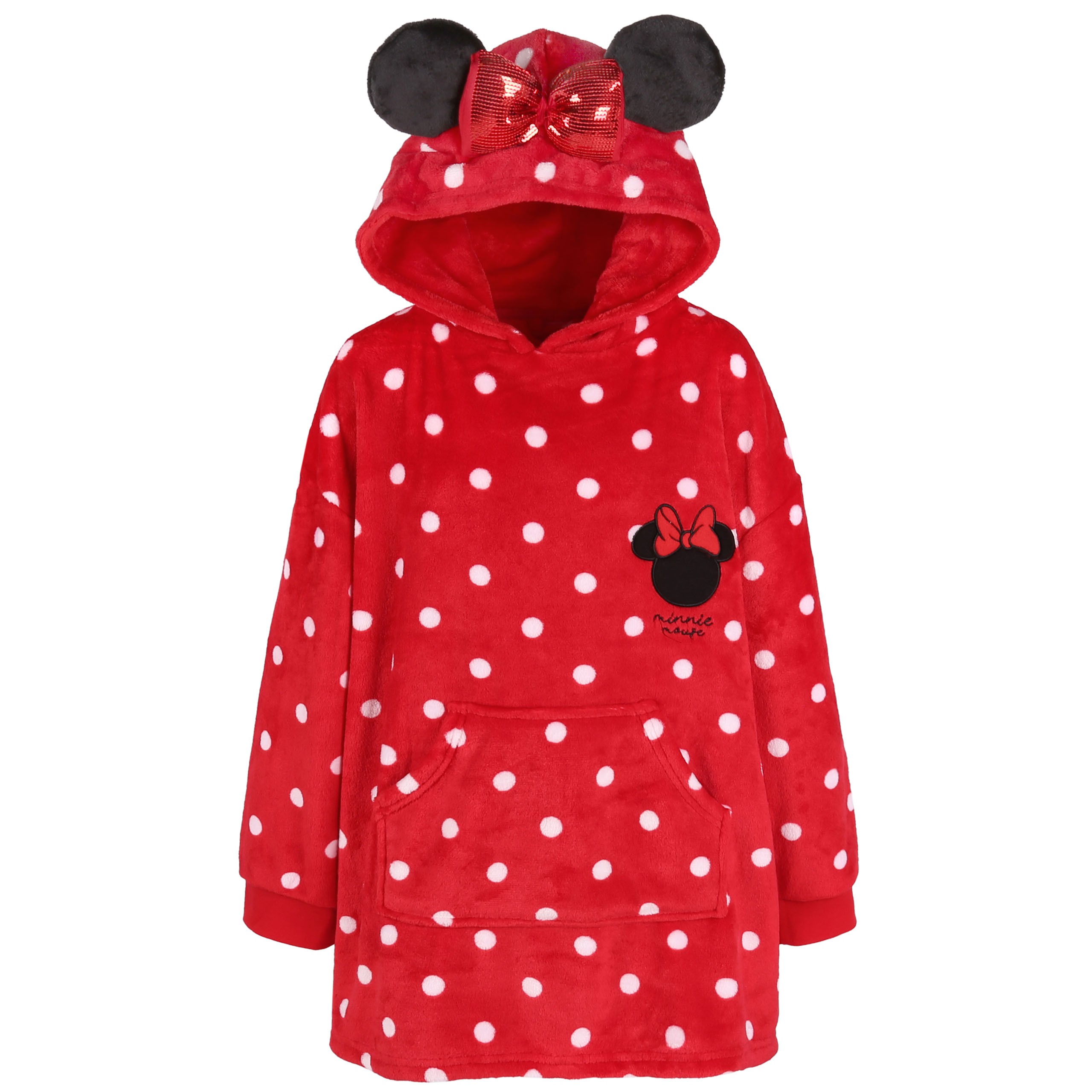 

Ciepła, czerwona bluza z kapturem Myszka Minnie