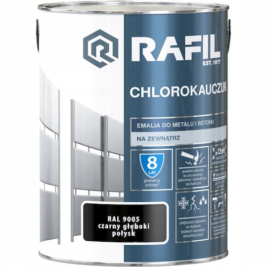 Rafil Chlorkaučukový Smalt 5 L Černý Hluboký Ral 9005 Lesk