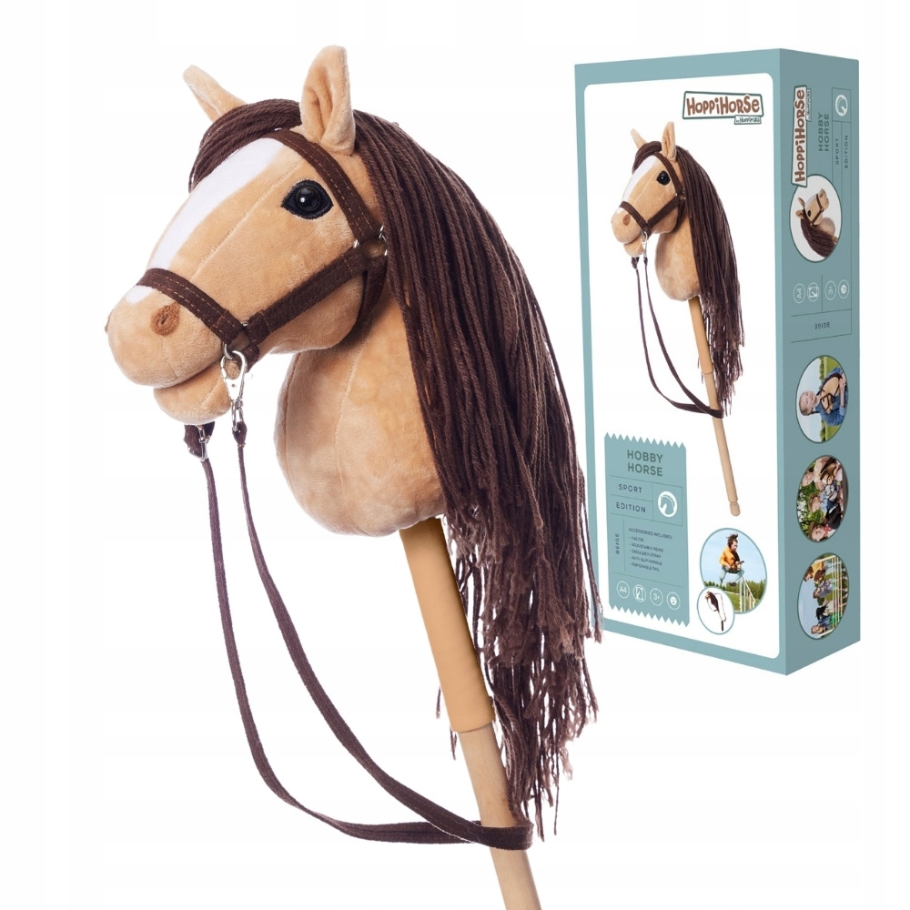 Hobby Horse A4 Koń na kiju Hoppihorse beżowy zestaw akcesoriów