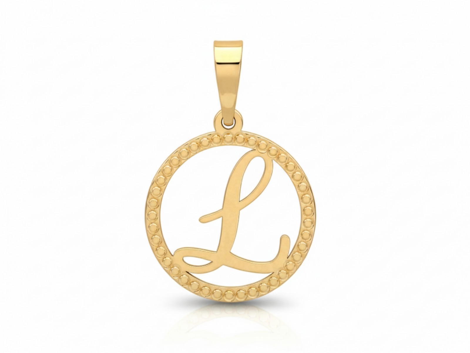Přívěsek zlatý 585 písmenko L v ringu plech kruh s písmenem 0.57g dárek