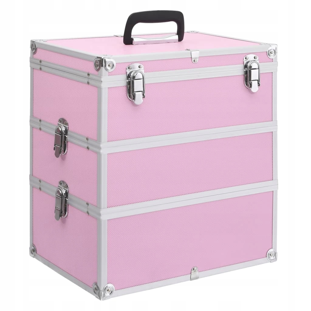 Fionshop 262932783 Kosmetický kufřík 37 x 24 x 40 cm růžový hliník