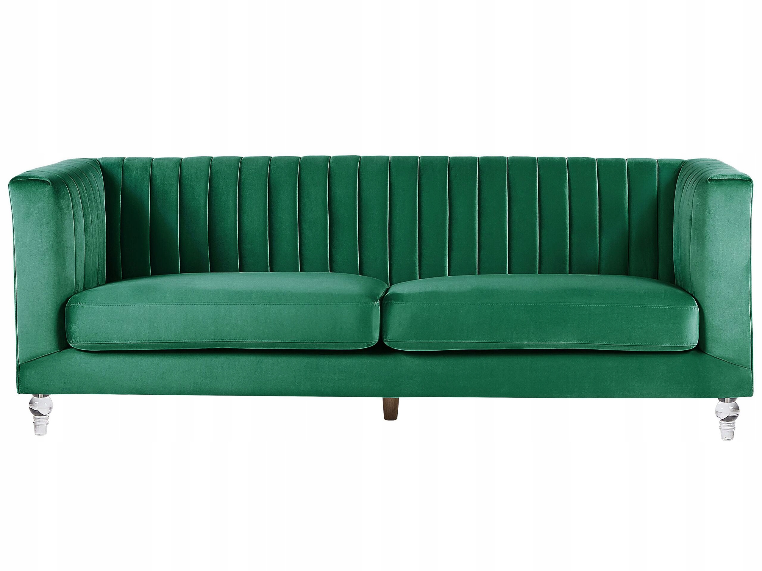 Sofa kanapa trzyosobowa welur zielona