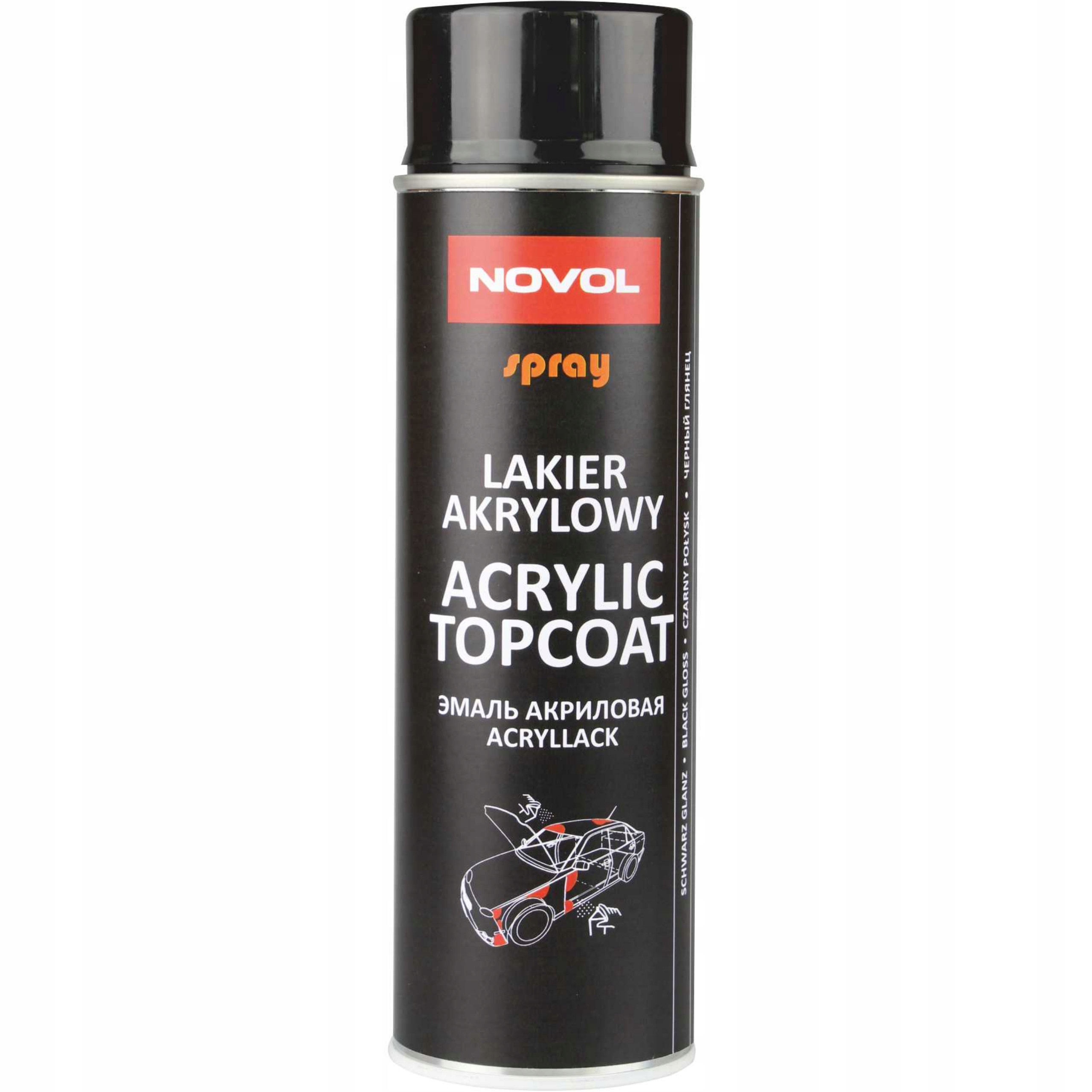 Novol Topcoat lakier akrylowy czarny połysk spray 500ml