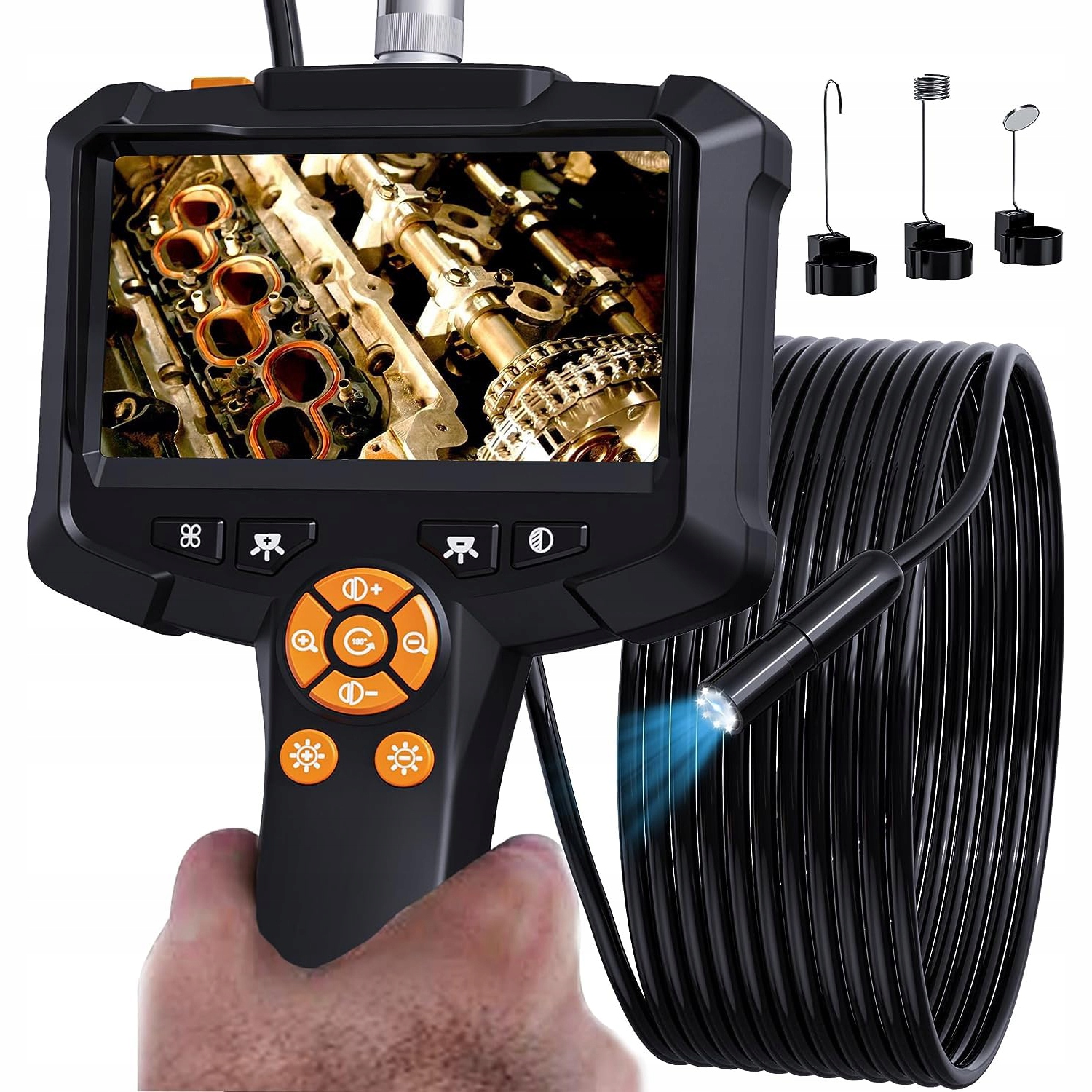 KAMERA INSPEKCYJNA WARSZTATOWA ENDOSKOP BOROSKOP IP67 DO RUR 5m LCD 4,3''