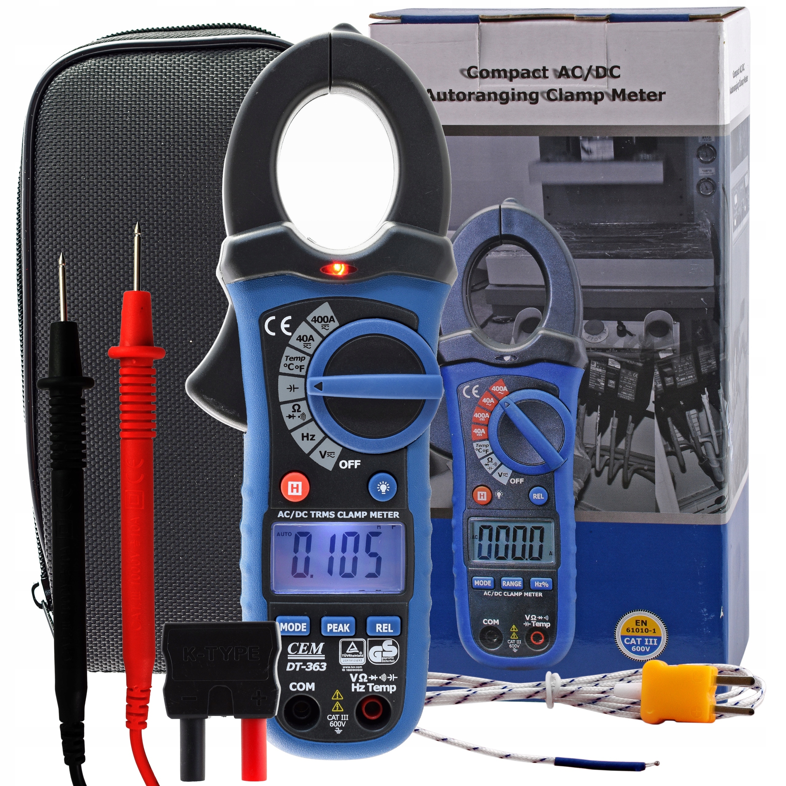 Klešťový měřič Dc/ac Amperometr Voltmetr Cem, funkce Peak, špičkový proud