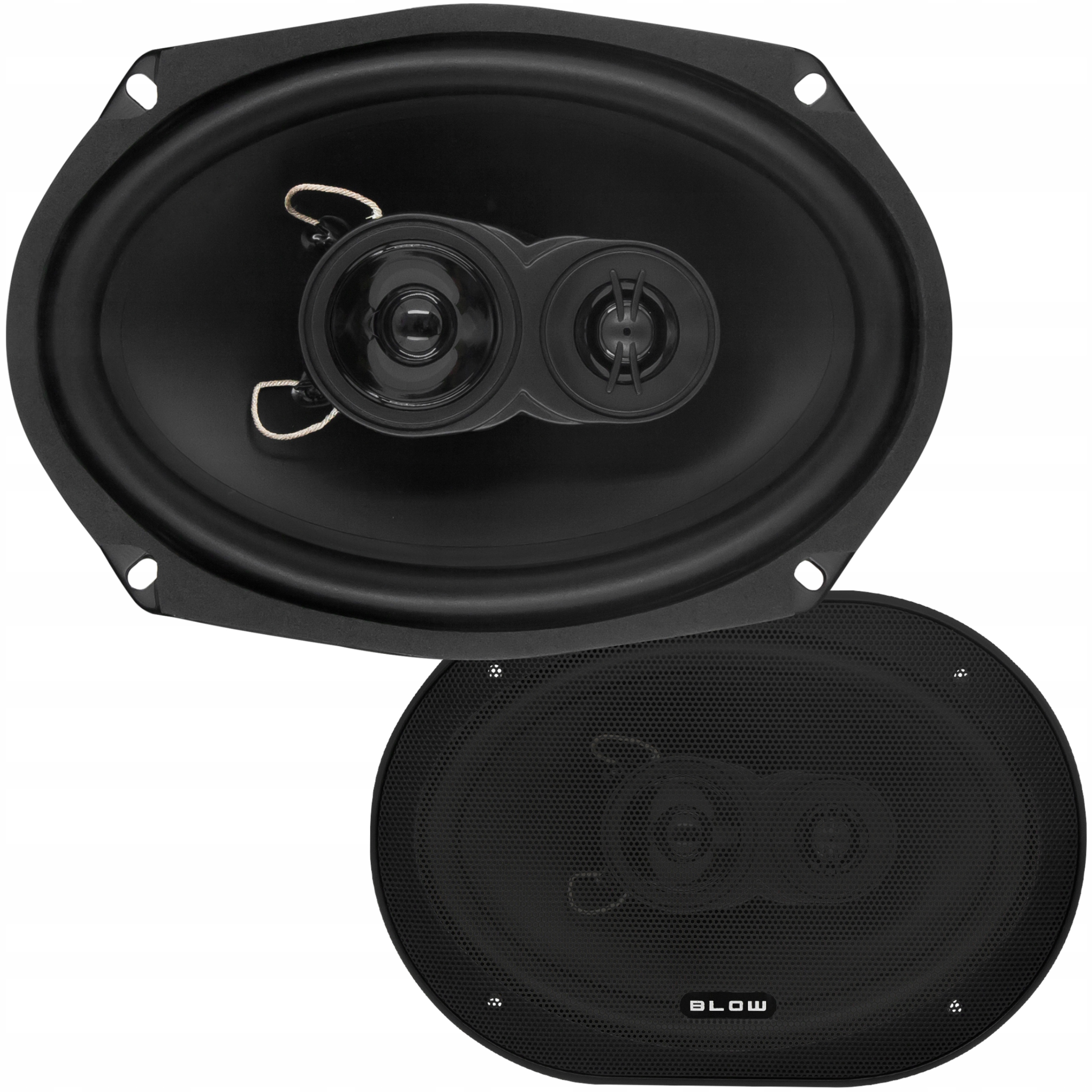 2x Mocne Głośniki Samochodowe 250W 6x9" 4Ohm Owalne Elipsy Trójdrożne
