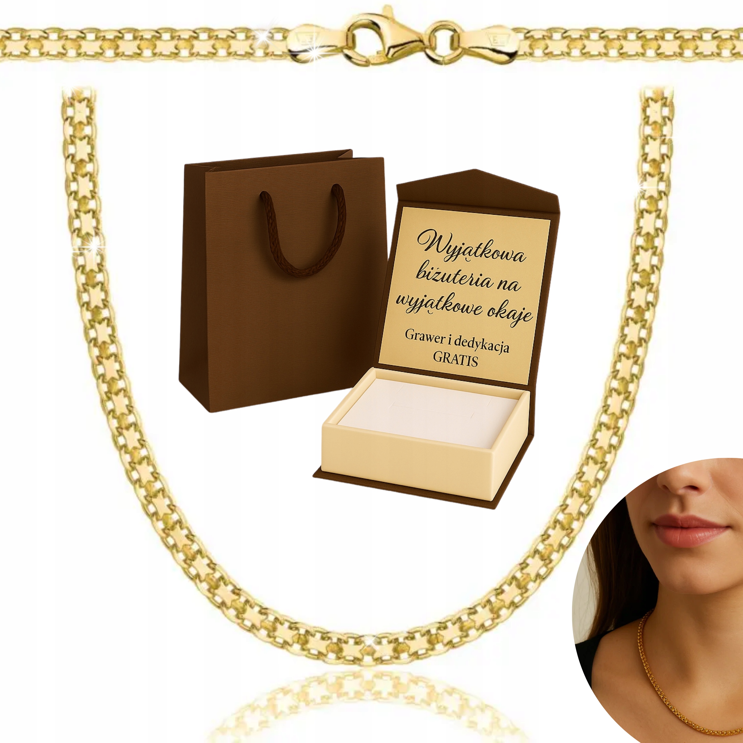 Dámský řetízek Bismark Ryzost 925 585 z masivního Řetízek Gravírování Bonus