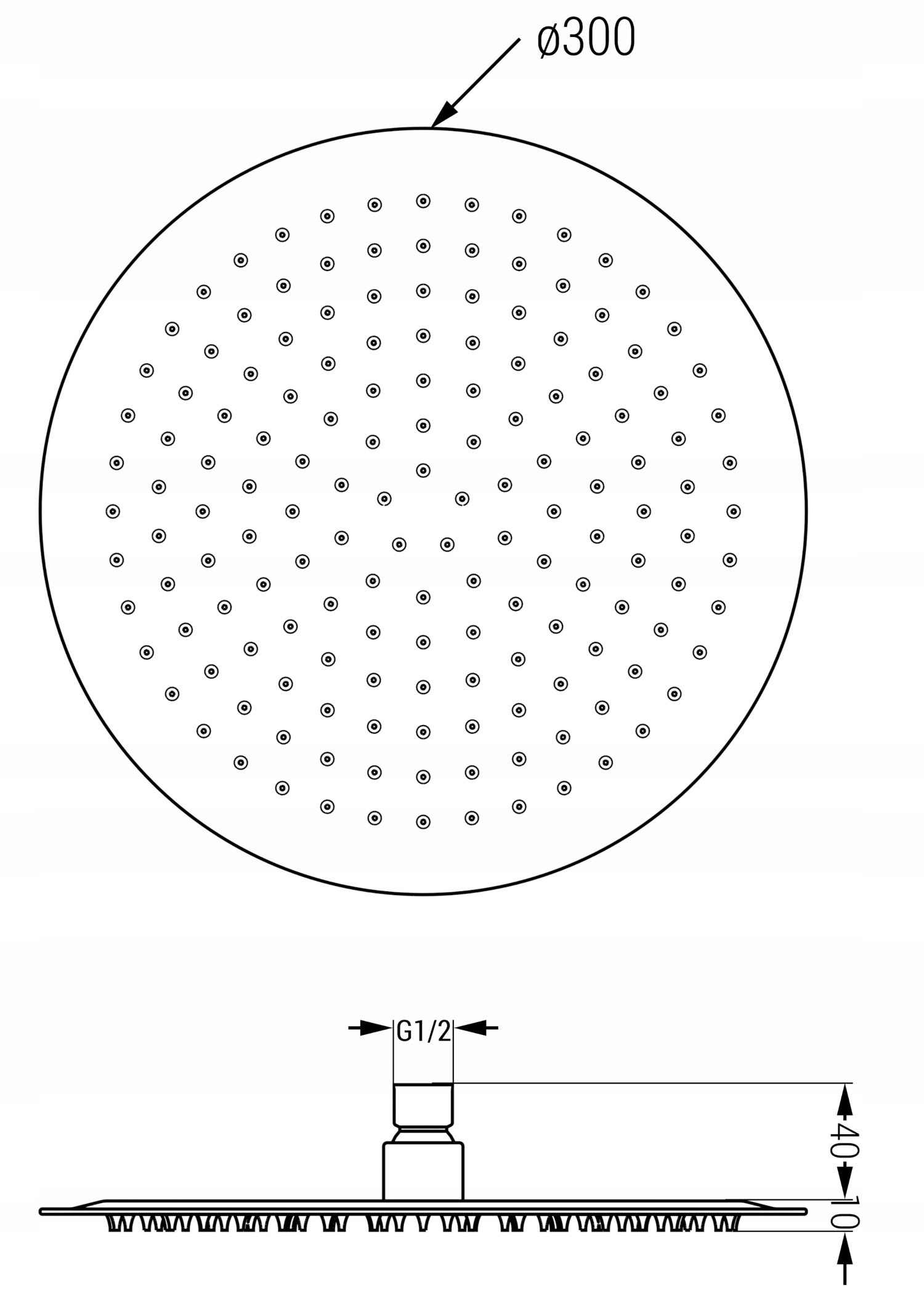 MEXEN DESZCZOWNICA SLIM OKRĄGŁA 30 cm RAMIĘ CHROM Typ natynkowy