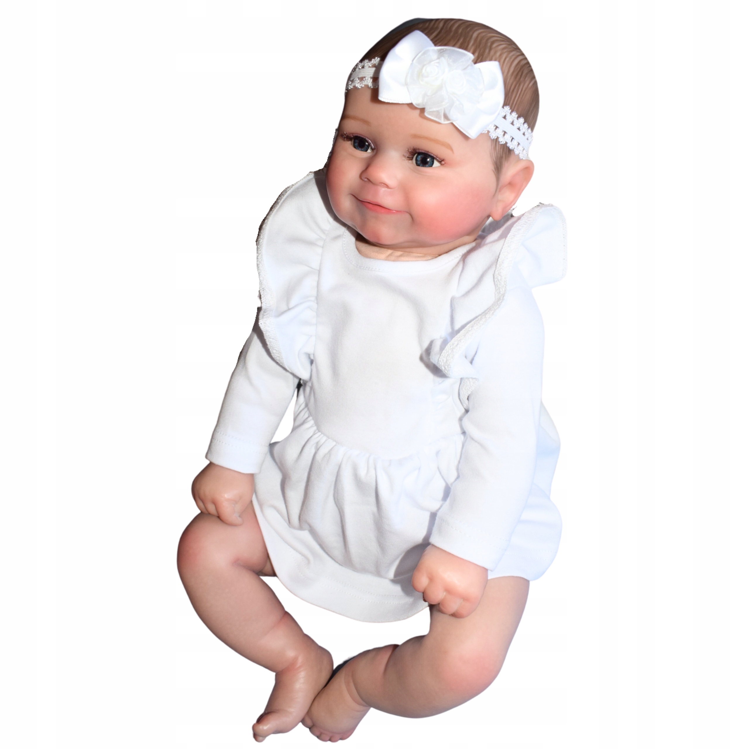 BODOSUKIENKA Z FALBANKAMI Sukienko Body Białe 80 Rękaw długi rękaw