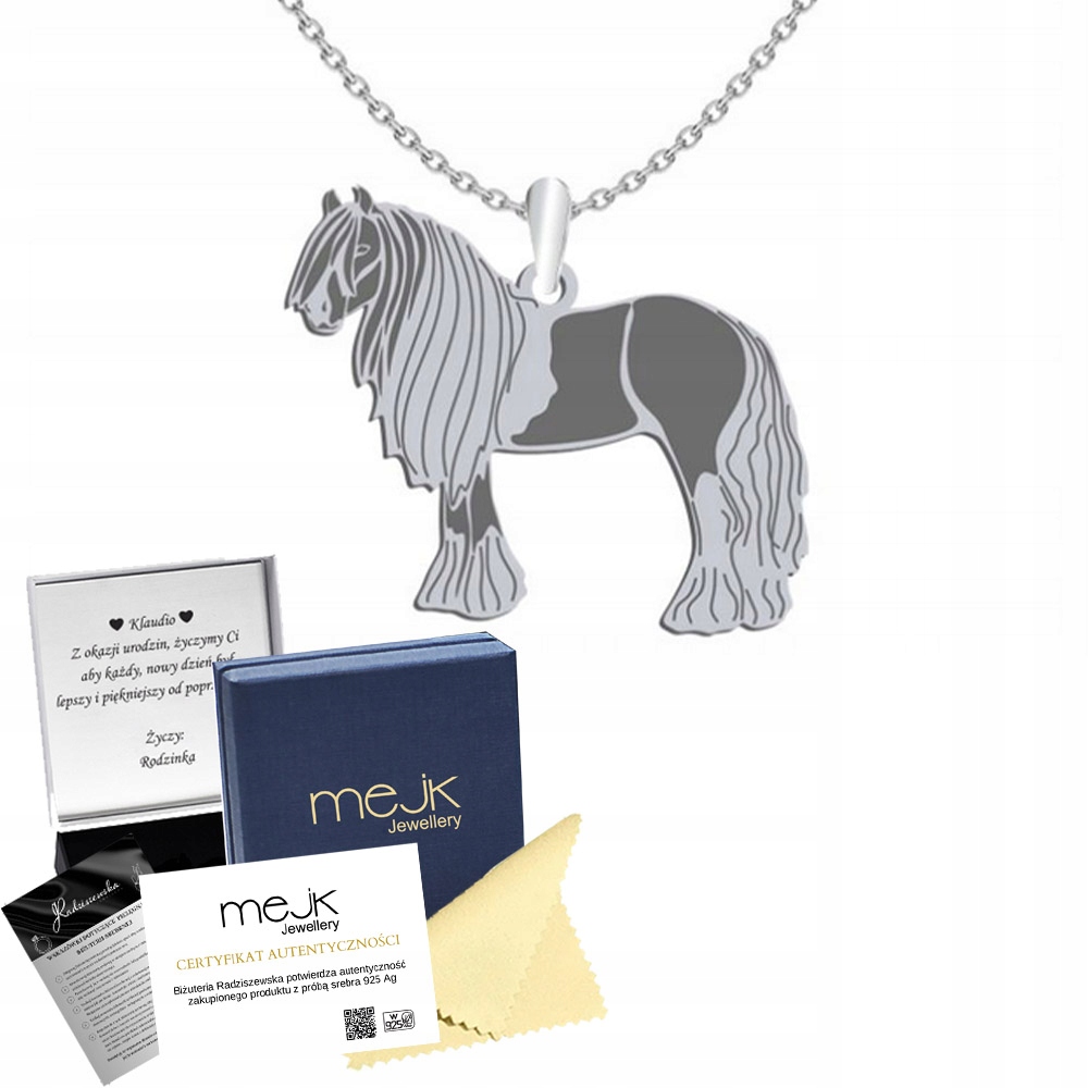 Stříbrný náhrdelník s cikánským koněm Vanner 925 Šperky Dárek Gravírování