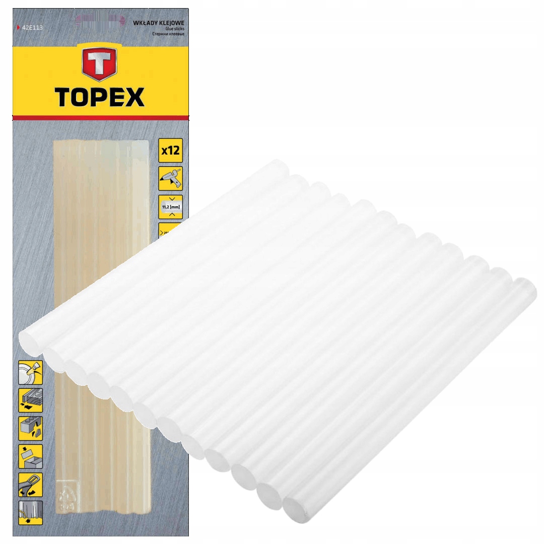 TOPEX WKŁADY KLEJOWE DO PISTOLETU 12szt 11x250mm 42E113