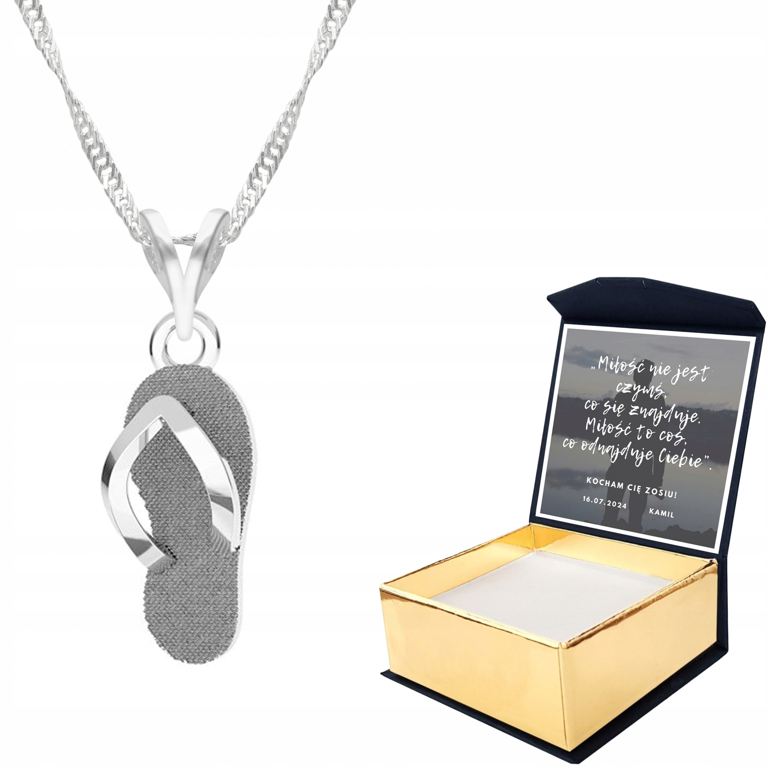 Stříbrný náhrdelník Žabky (Japonky) Vlastní Potisk