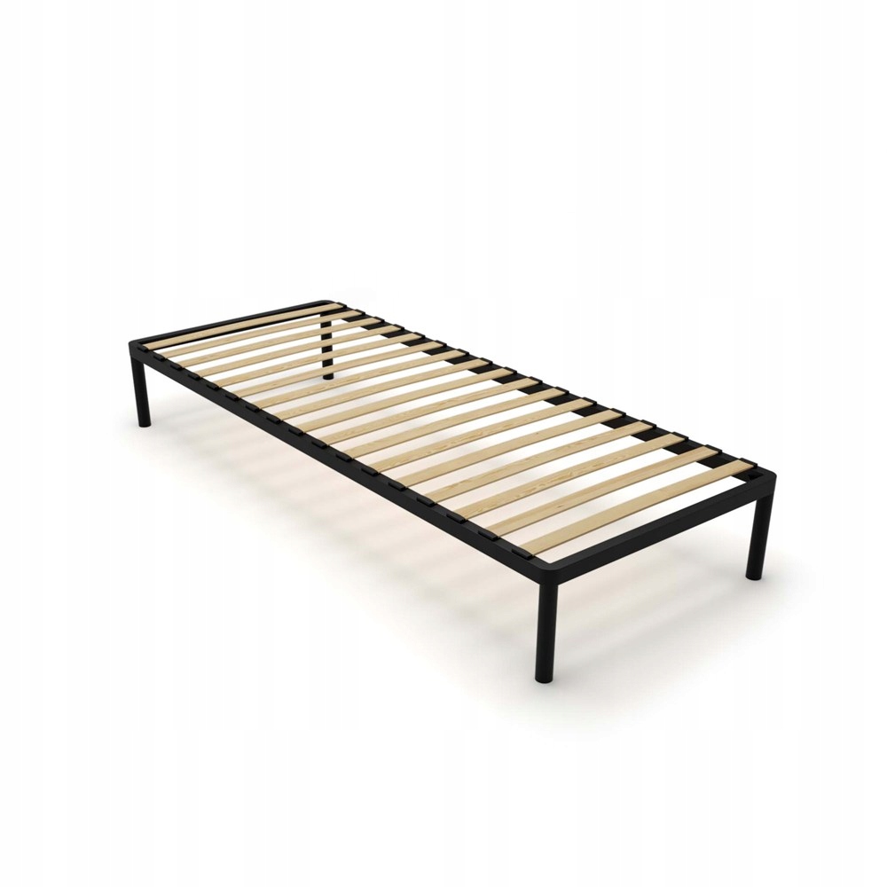 Rám Postele Bed Alu 80X200 Černý Kovový Dřevěný Lamelový Moderní Rám
