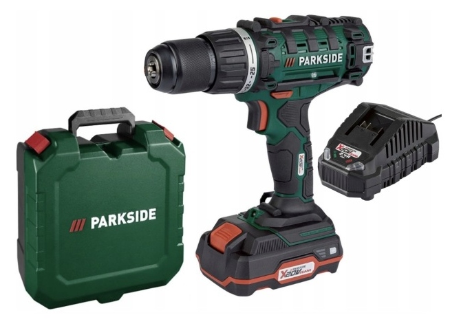 Parkside Pabs 20-Li I9 Akumulatorowa wiertarkowkrętarka Zestaw z aku i ład