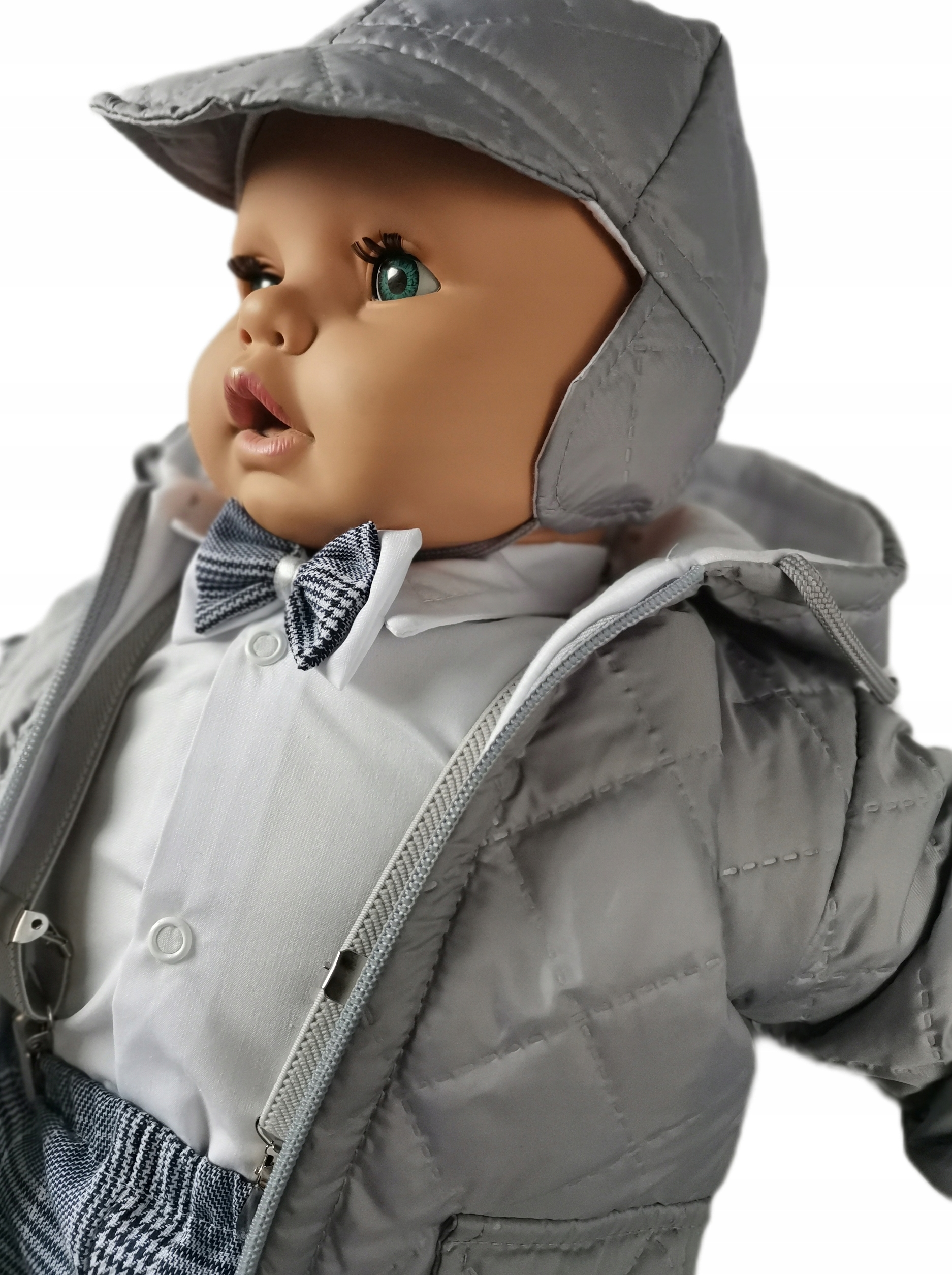 BIAŁA KURTKA do chrztu JESIEŃ chrzest z czapką 80 Płeć Chłopcy