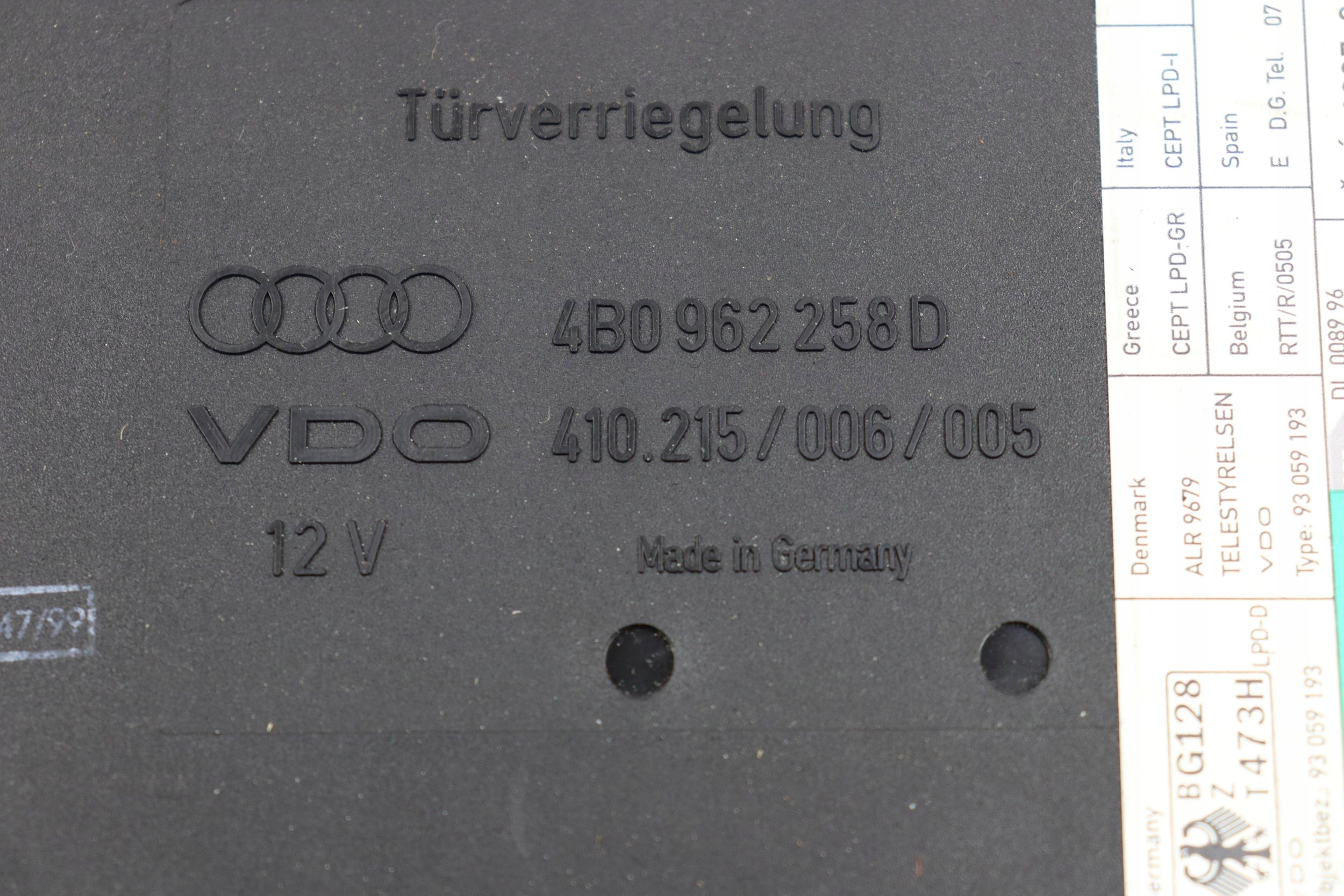 AUDI A6 C5 unité commande confort unité de commande électronique uce 4B0962258D 410215006005