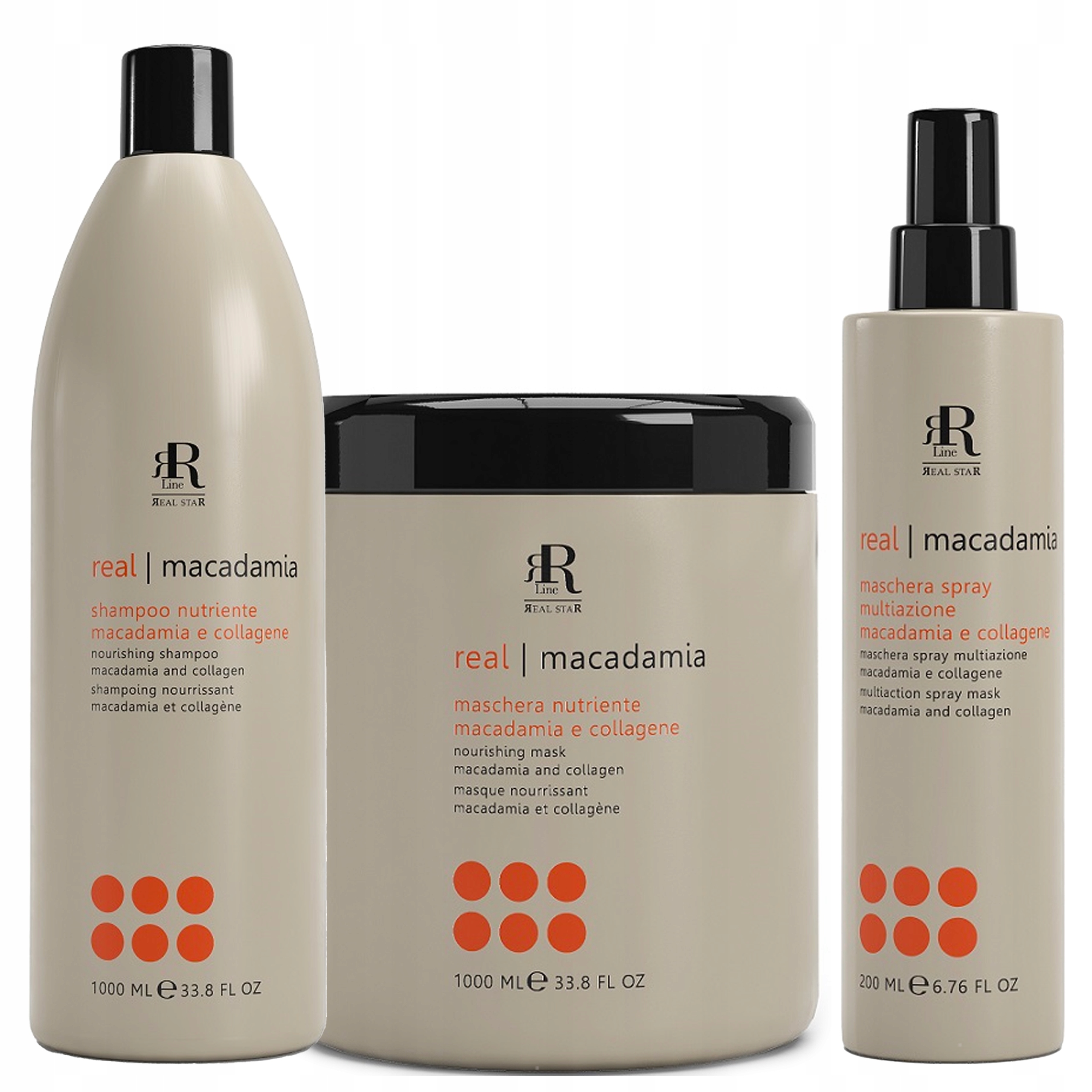 Rr Macadamia Maska+šampon+hydratační sprej 2x1000