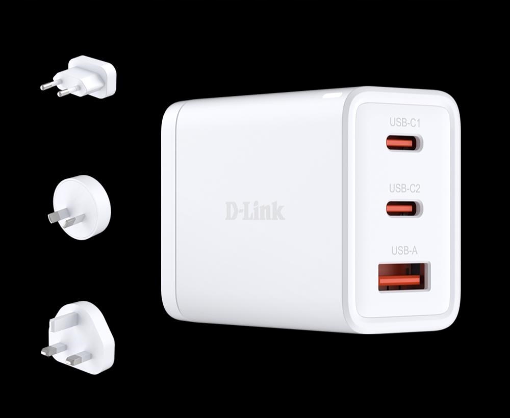 Rýchla cestovná Nabíjačka D-link 65W GaN 2x Usb-c Usb PD3.0 3 zástrčky