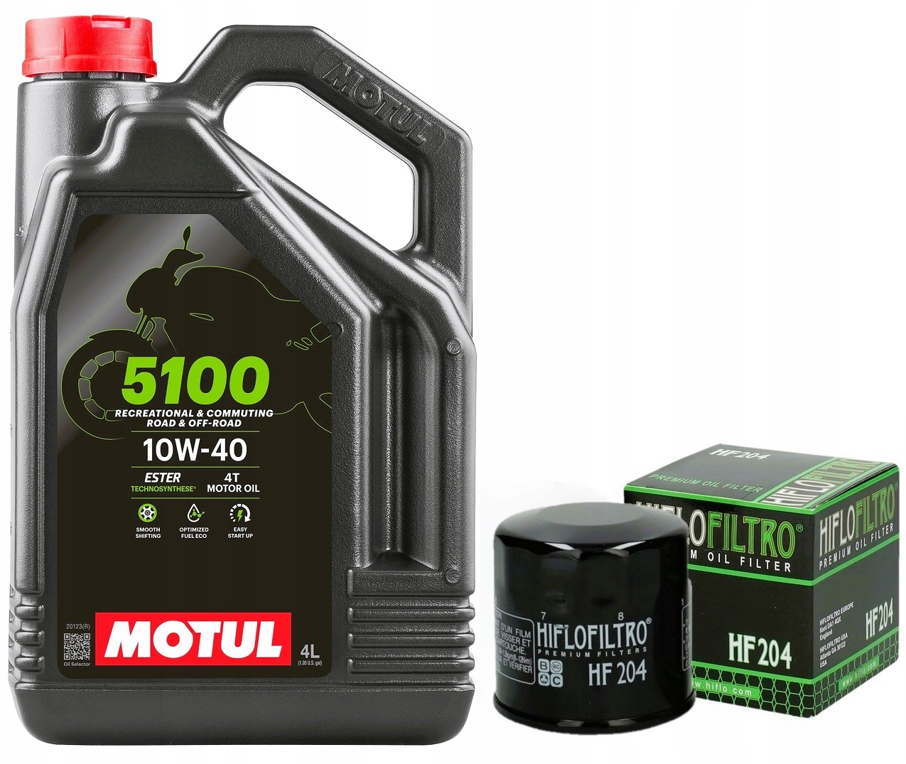 Olej Motul 5100 10W40 4L. Filtr HF204, Kawasaki ZX-9R, 02-03r.