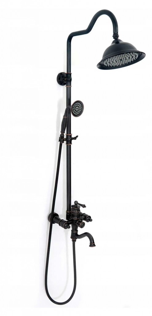Sprchový set s batériou 150 mm Vintage čierny (REA-P2367) /ka/