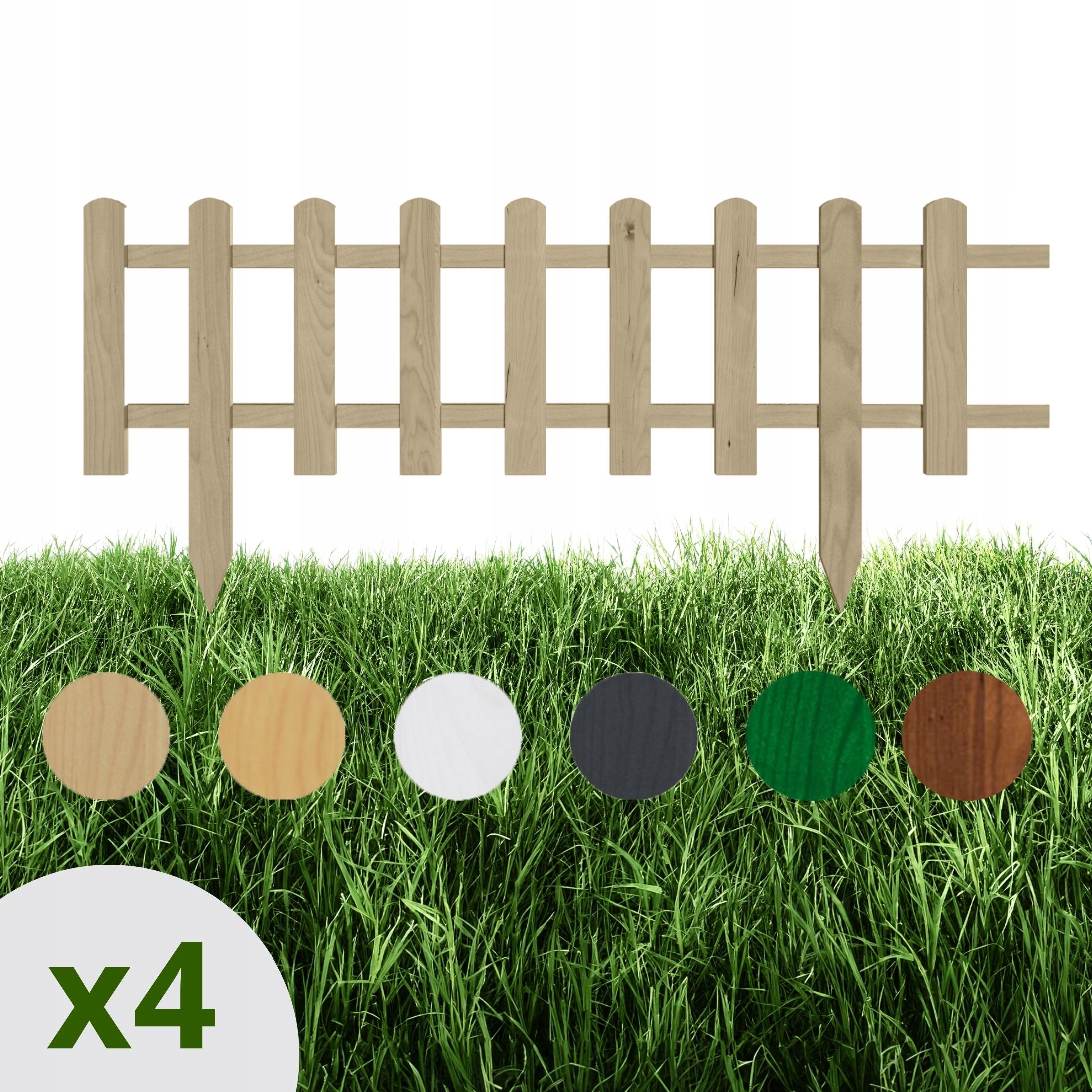 Floranica 4 Ks dřevěného zahradního plotu 100 x 20 cm, neimpregnovaný