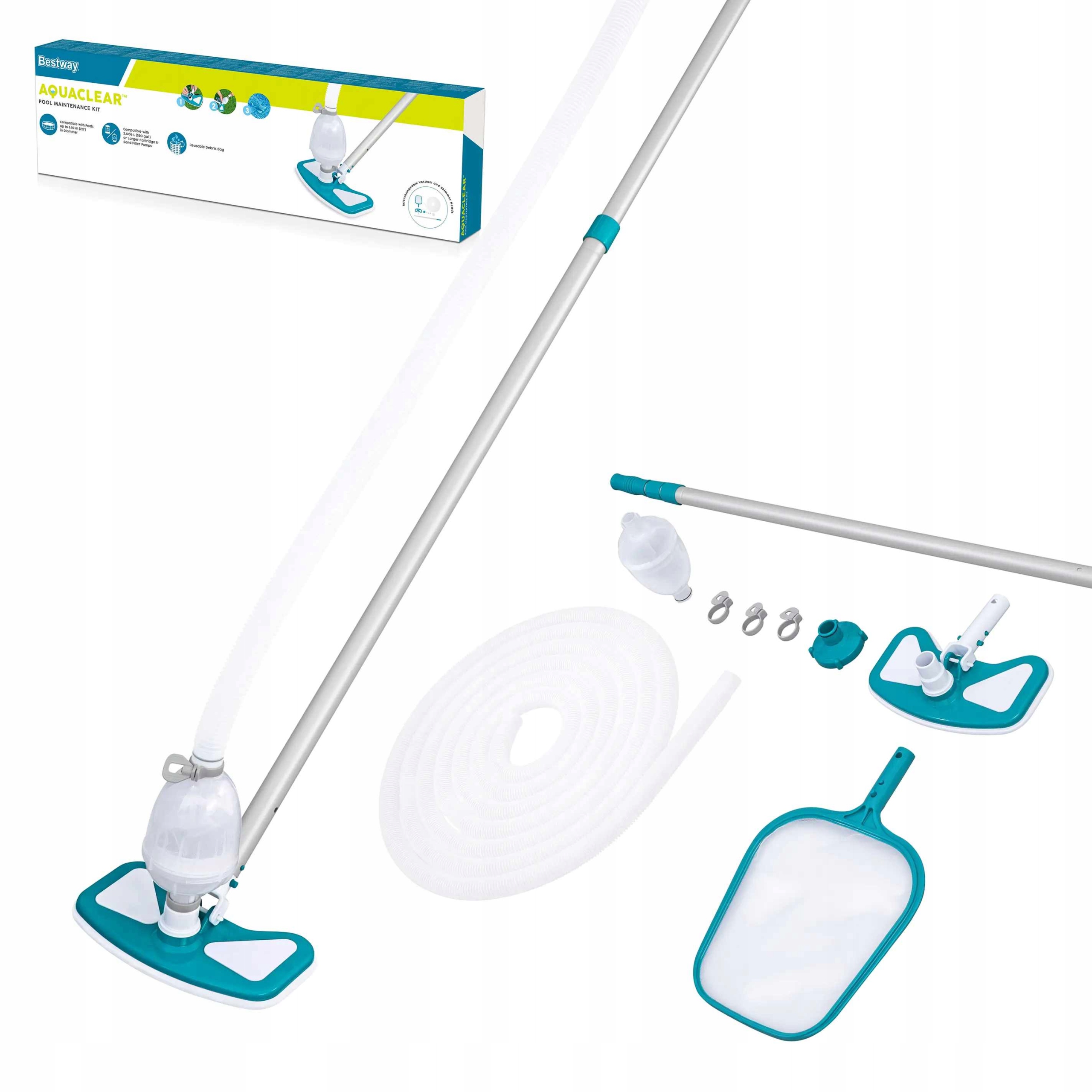 Zestaw czyszczący do basenów odkurzacz basenowy BESTWAY zestaw wąż siatka