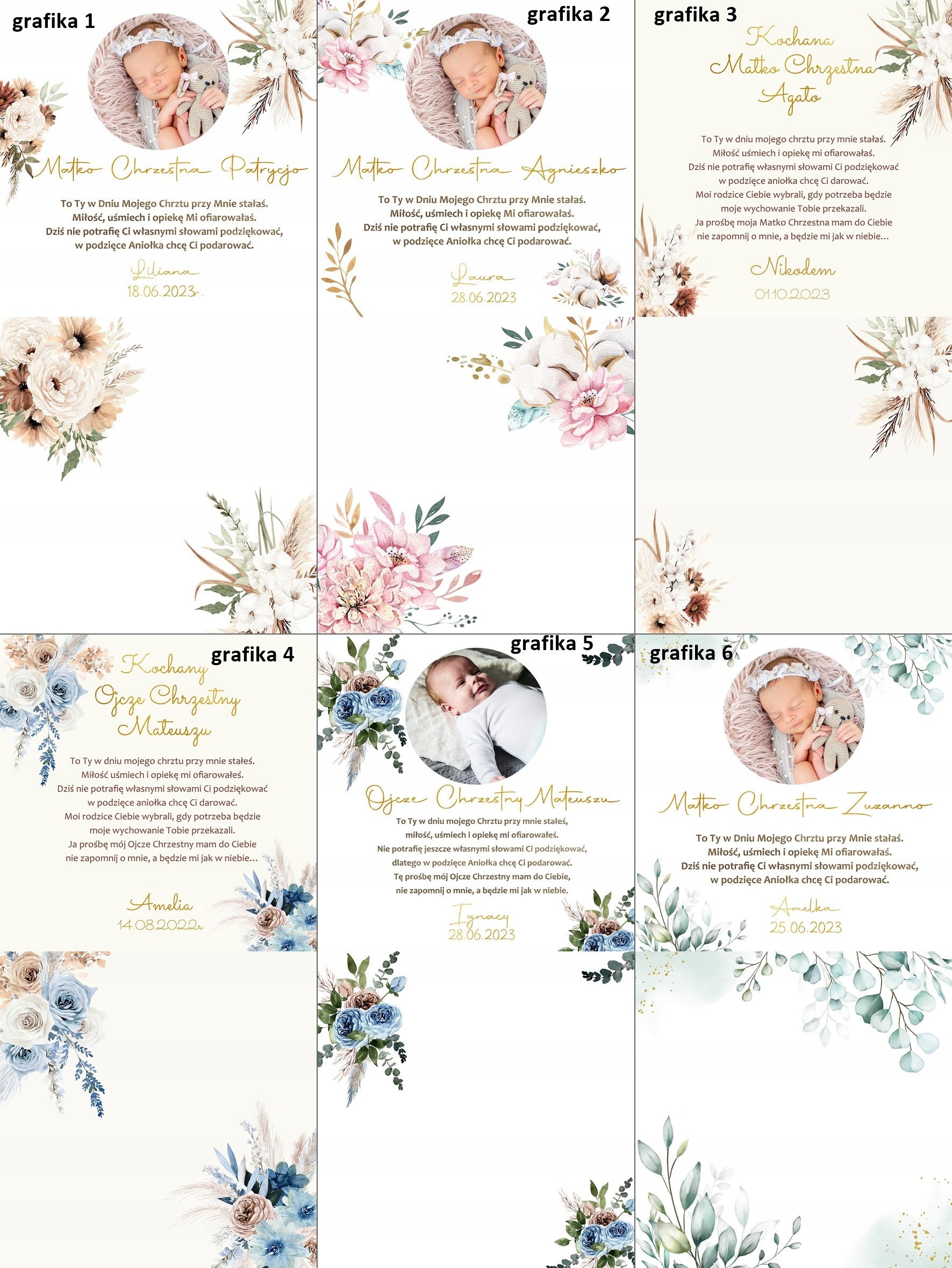 PODZIĘKOWANIE upominek prezent DLA CHRZESTNYCH zdjęcie +ZŁOTY MAGNES Kolor dominujący ecru