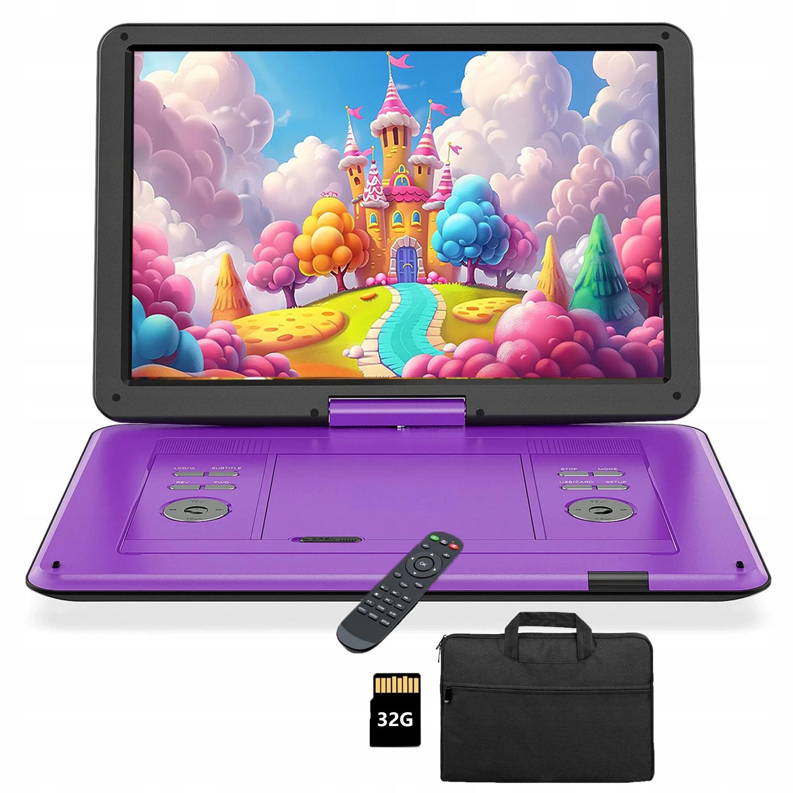 Přenosný DVD Přehrávač 15.6" Regiony Zdarma 270° S Taškou S 32GB Kartou