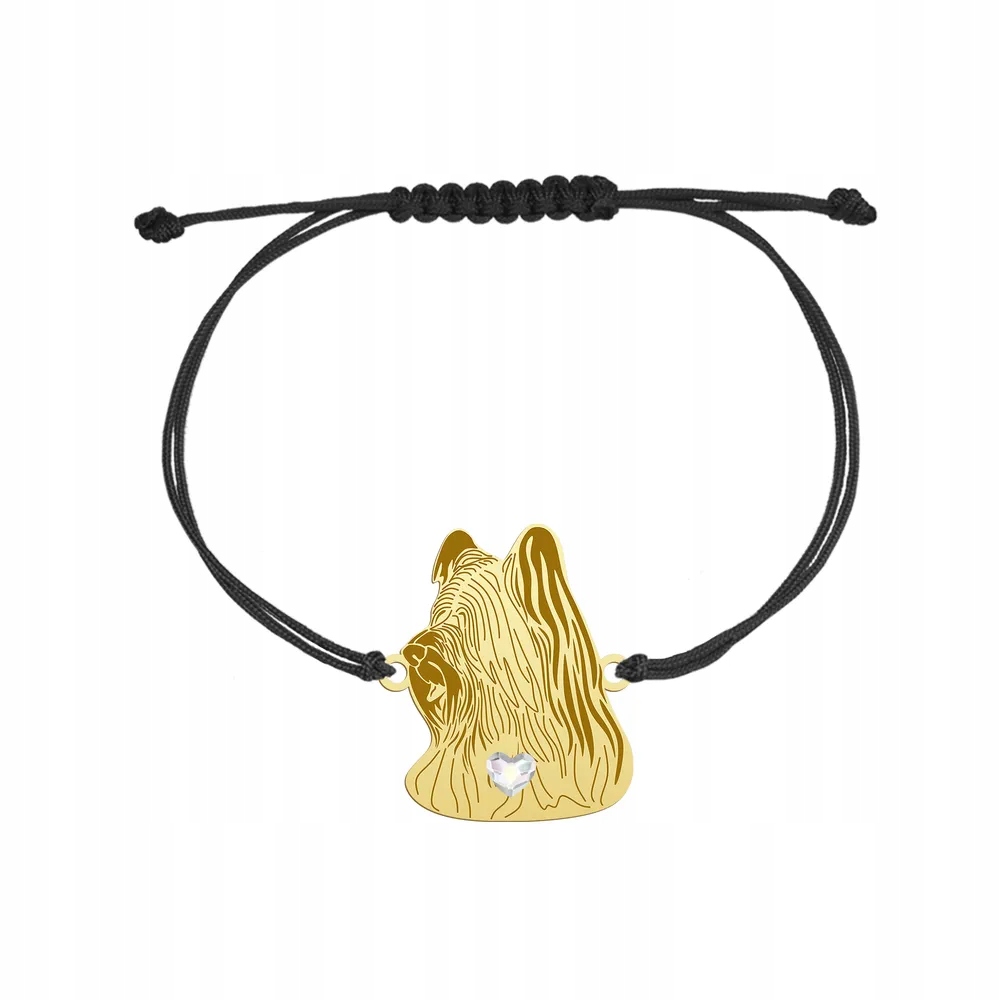 Zlatý náramek se psem Skye Terrier Stříbro 925 Šperky Gravírování Bonus