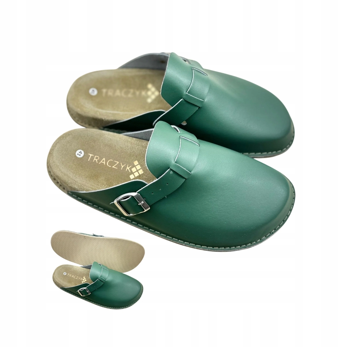 Nazouváky Traczyk Chodaki Fusbet Přírodní Kůže Zelené Ortopedické vel.44