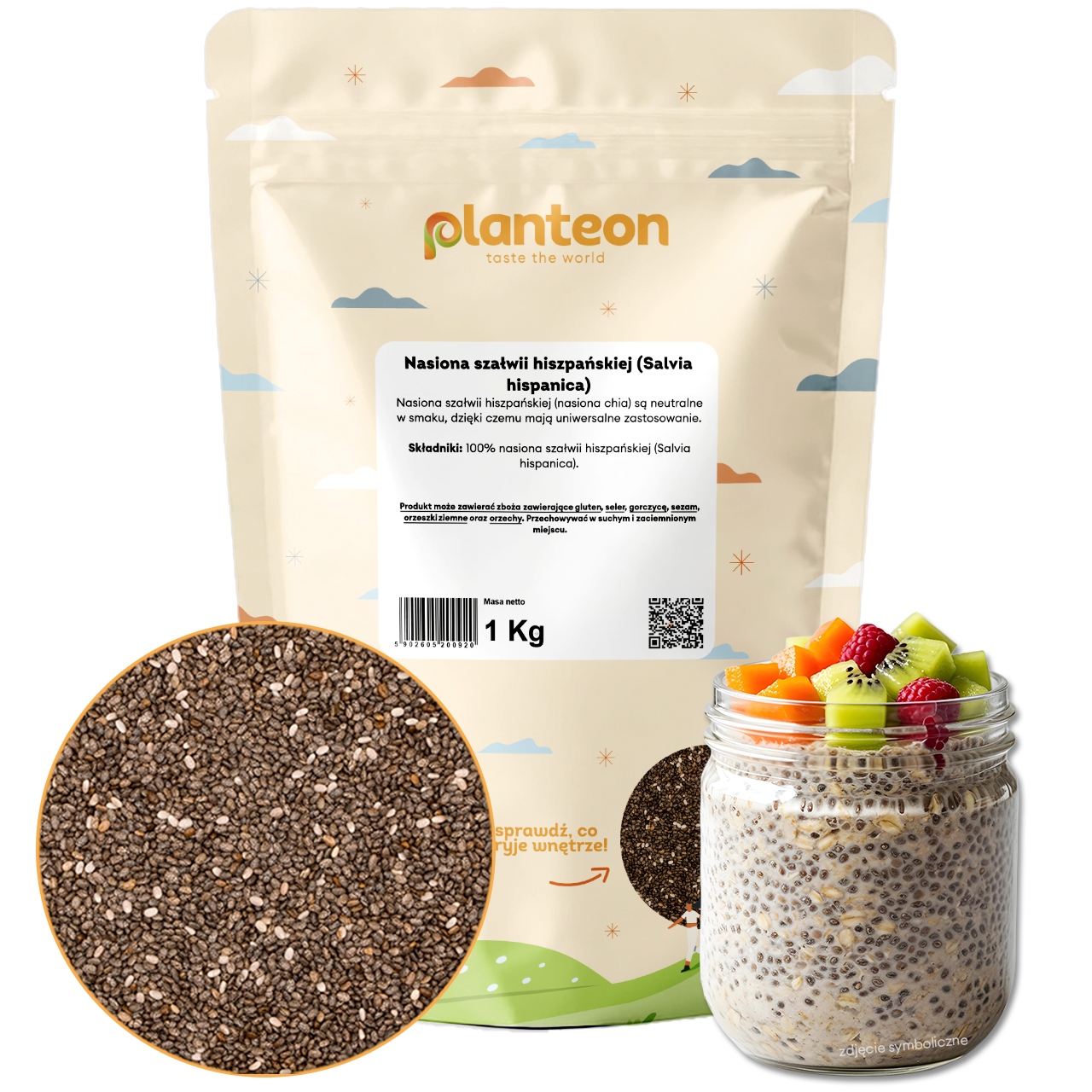 Nasiona Chia 1kg szałwii hiszpańskiej naturalny zdrowy dodatek